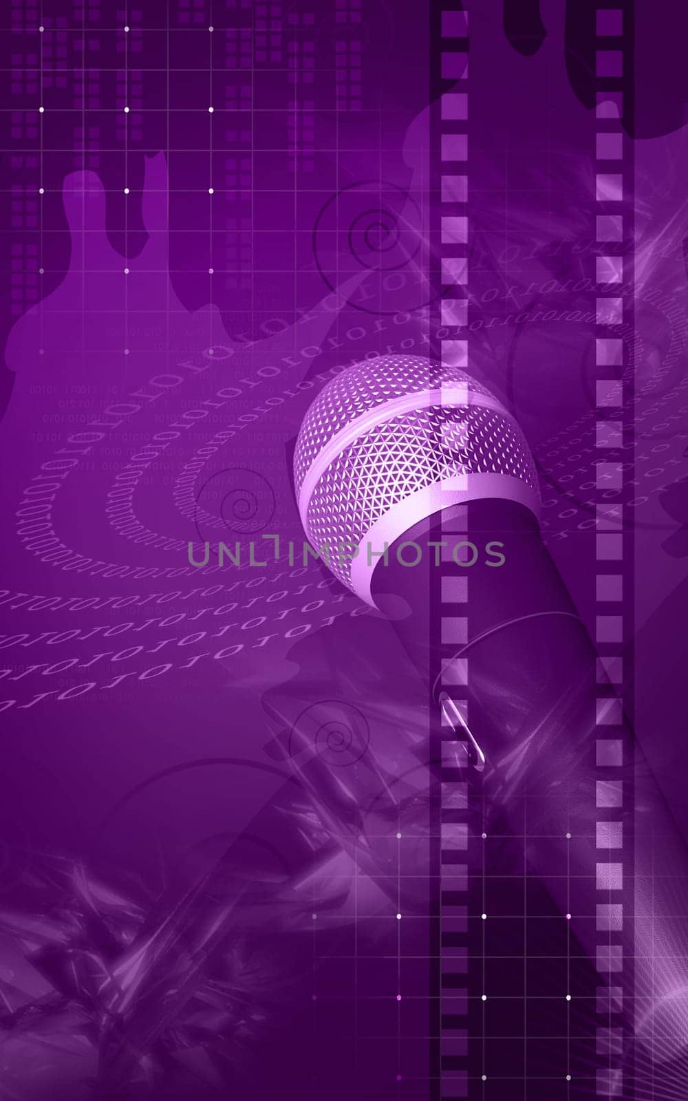 Digital illustration of microphone in colour background