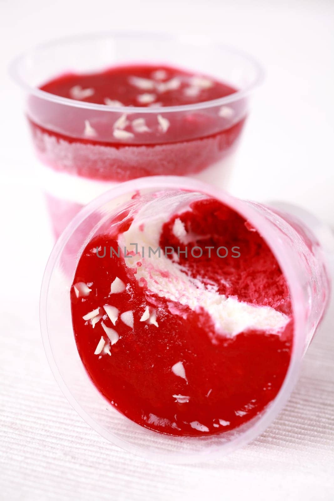 Vanilla ice cream with mixed frozen fruits