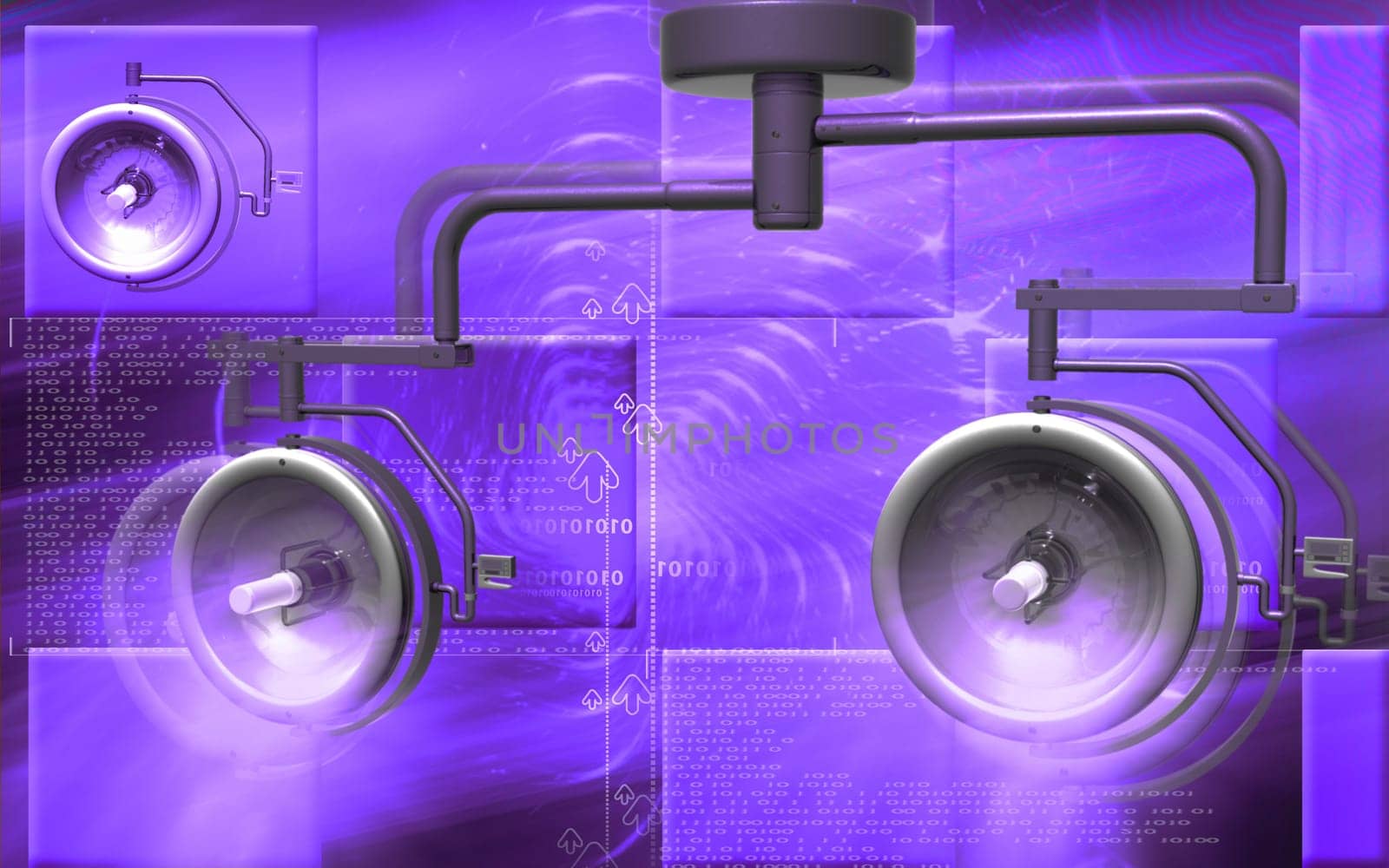 Digital illustration of shadow less lamp in colour background