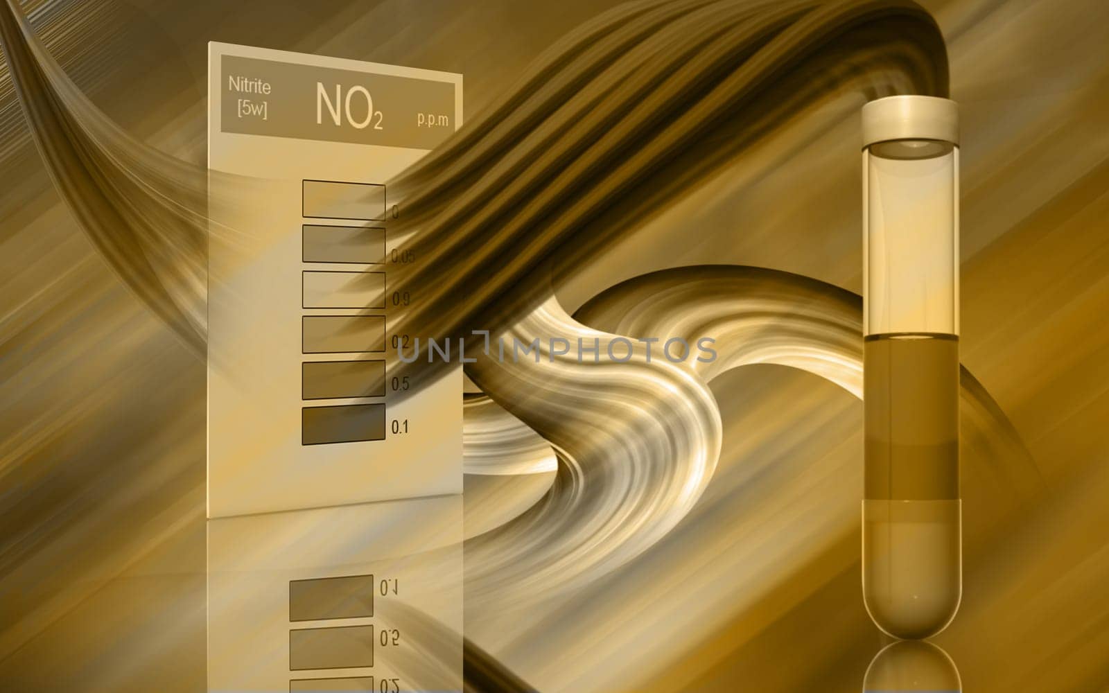 Digital illustration of nitrite test in colour background