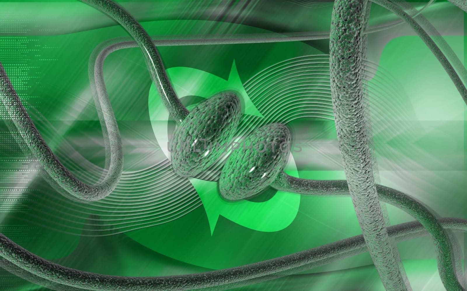 Digital illustration of synapse in colour background