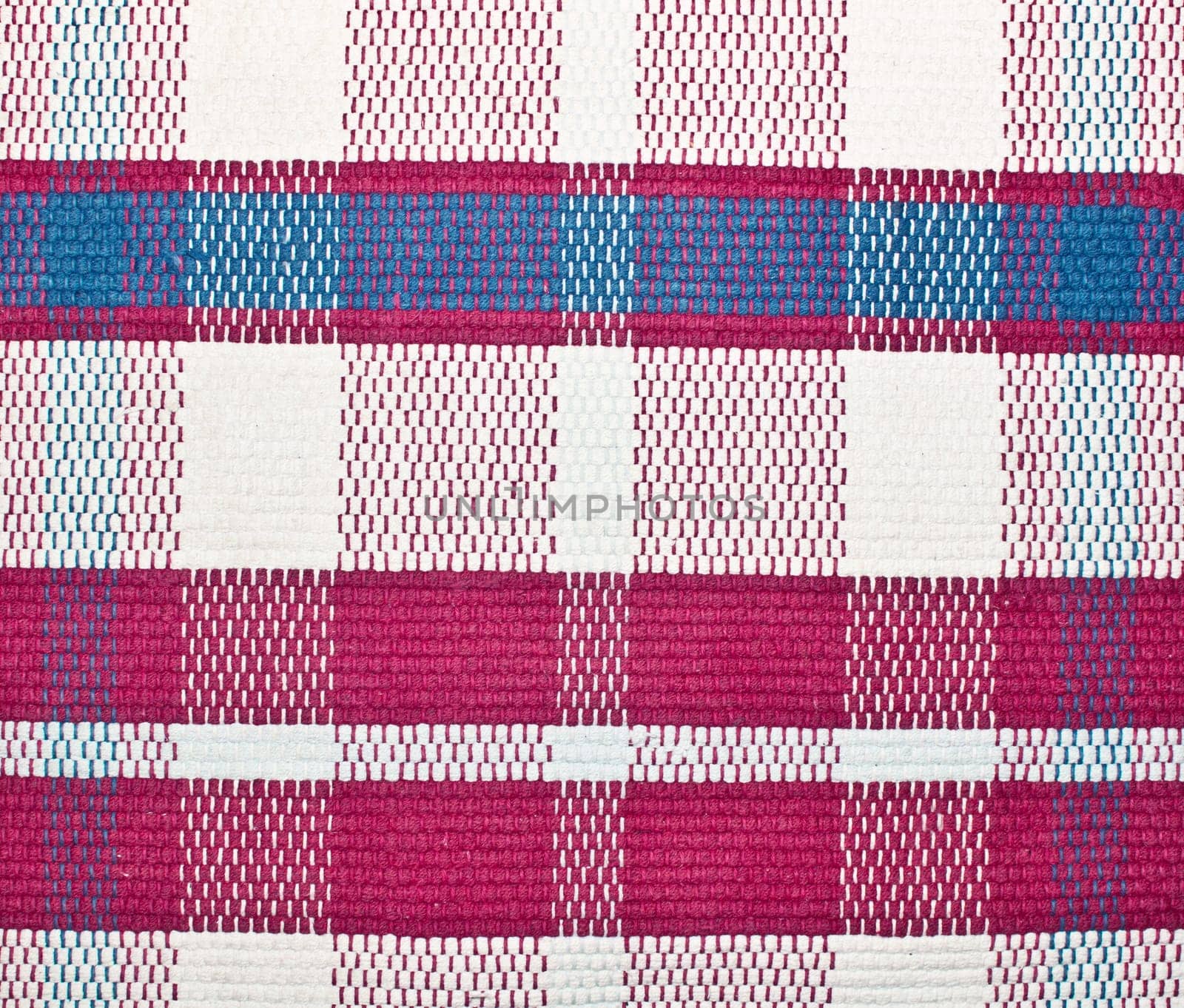 Detail of White, Red and Blue Textile Texture