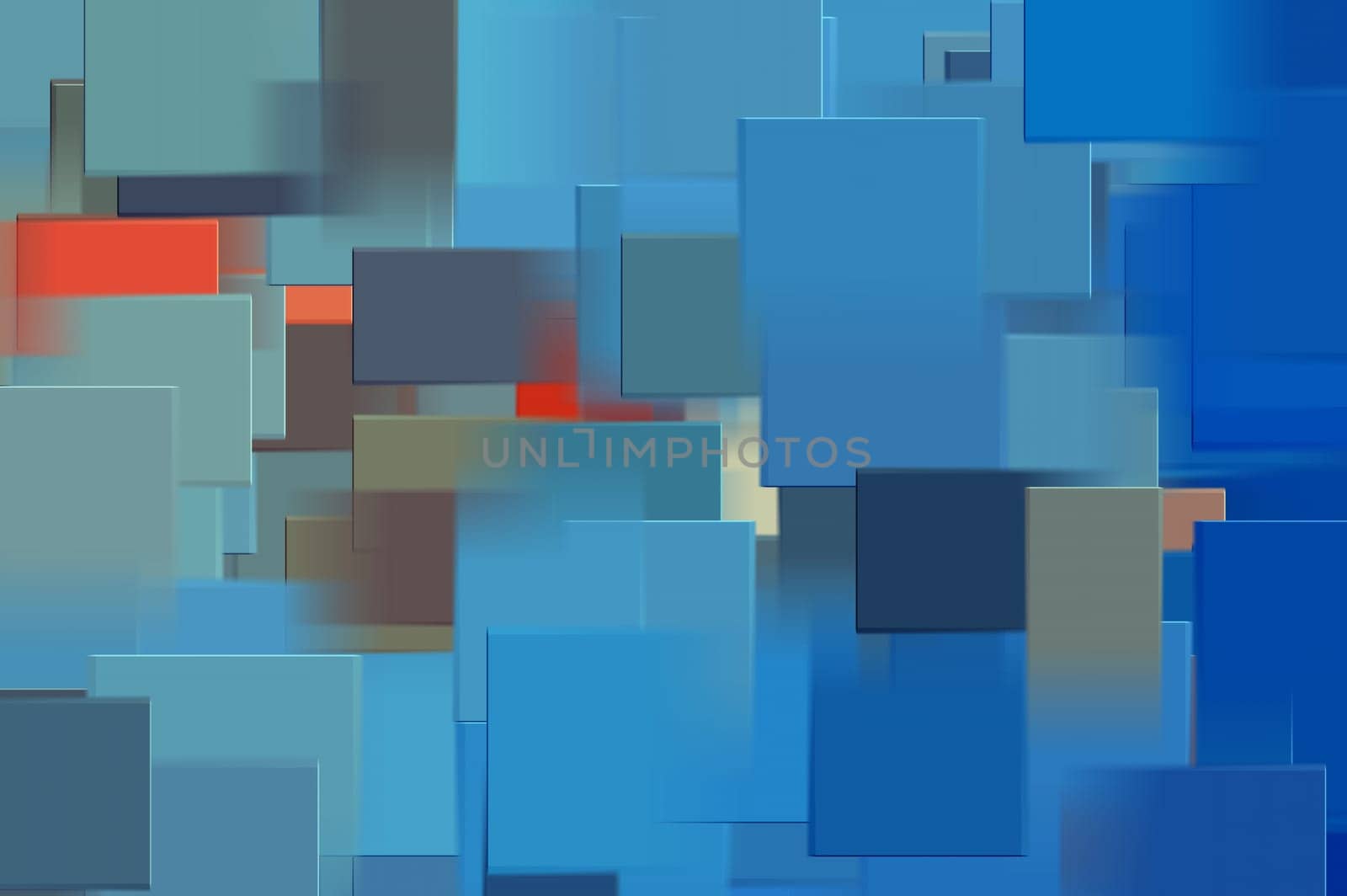Blue rectangular shapes digital illustration. Abstract background.