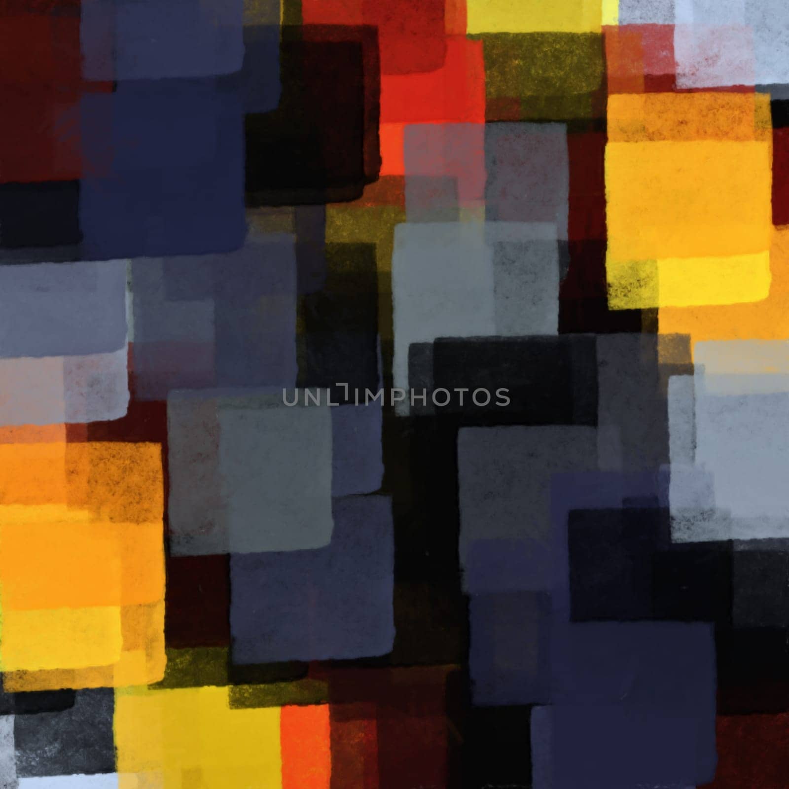 Rectangular shapes and colors digital illustration. Abstract paint background.