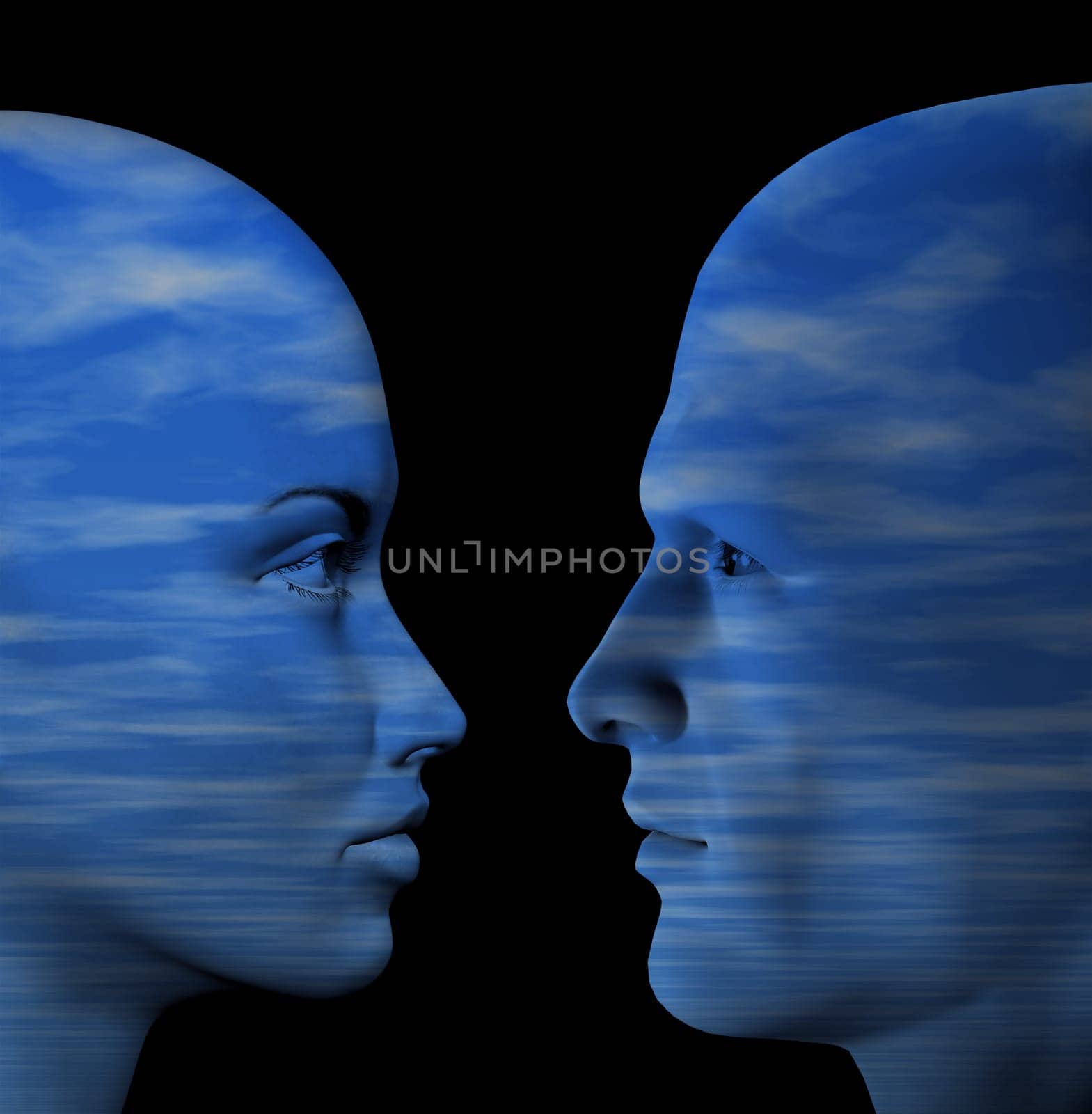 Man and woman human couple. 3d illustration.