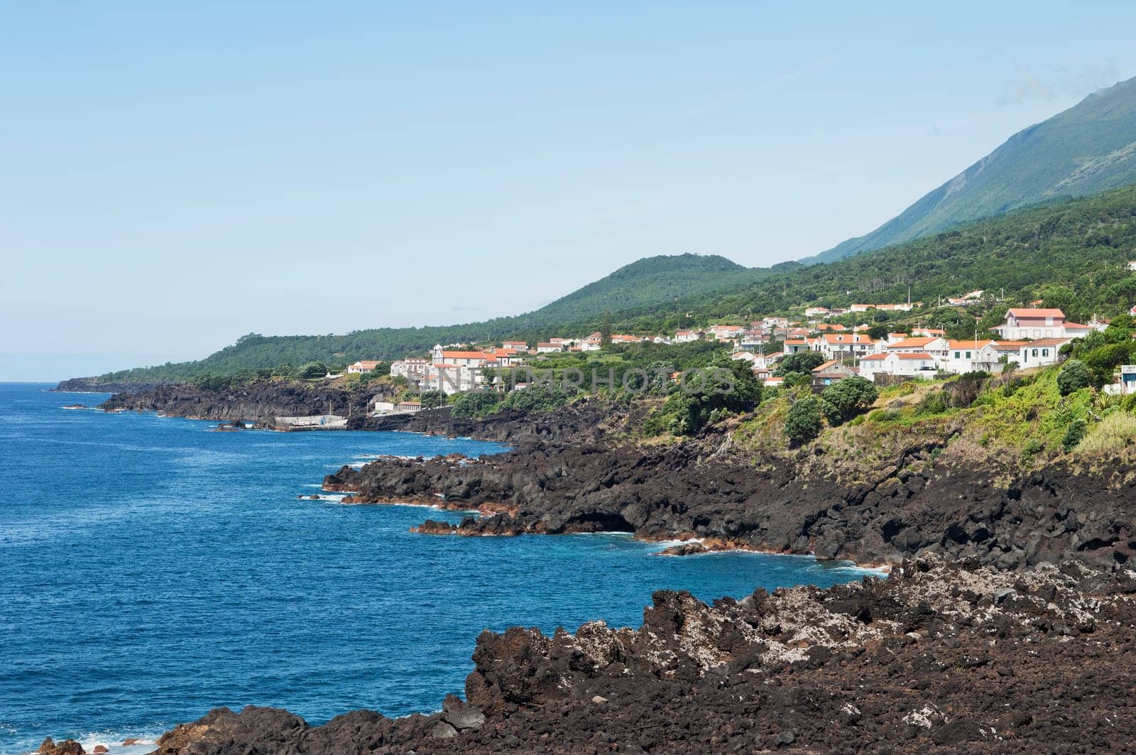 Volcanic coastline landscape of Pico island, Azores