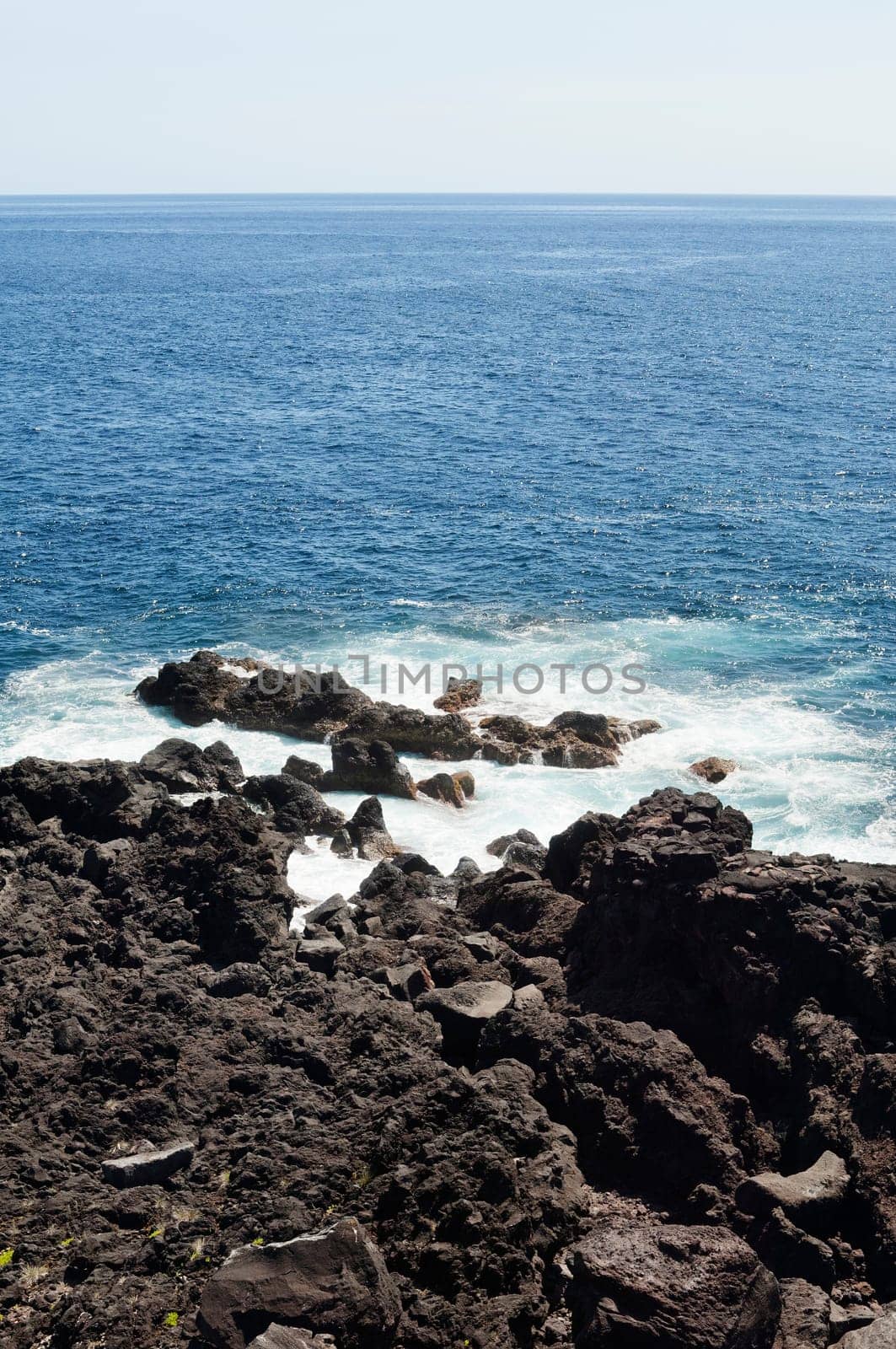 Volcanic rock in Pico island costline, Azores