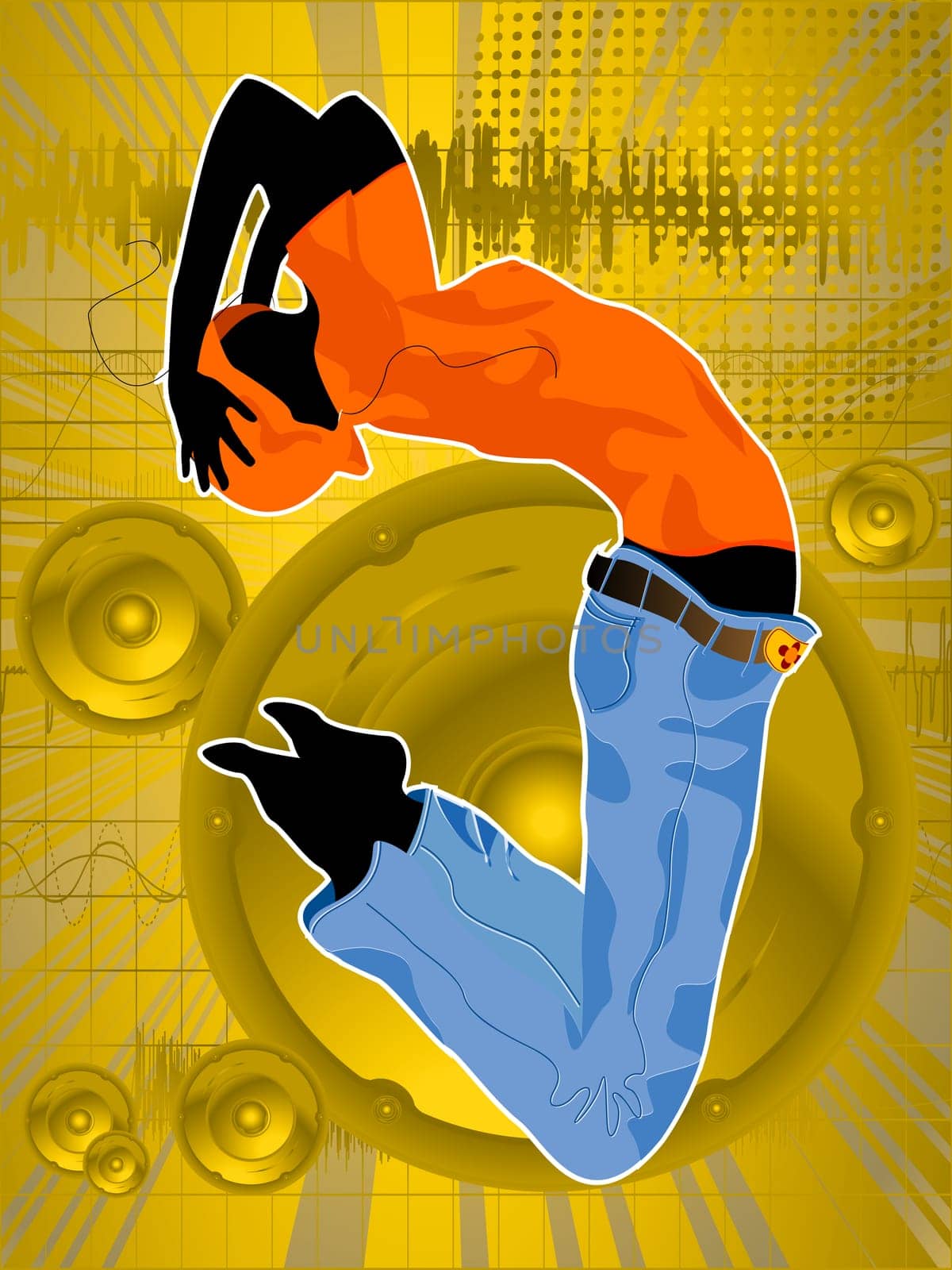 Dancing girl silhouette, abstract dance layout