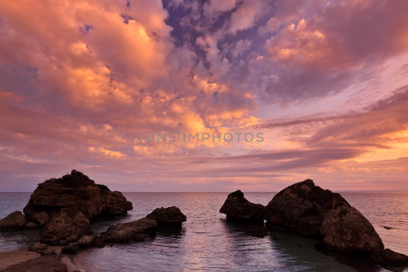 a beautiful sunrise on the beach Porto Zoro, Zakynthos, Greece