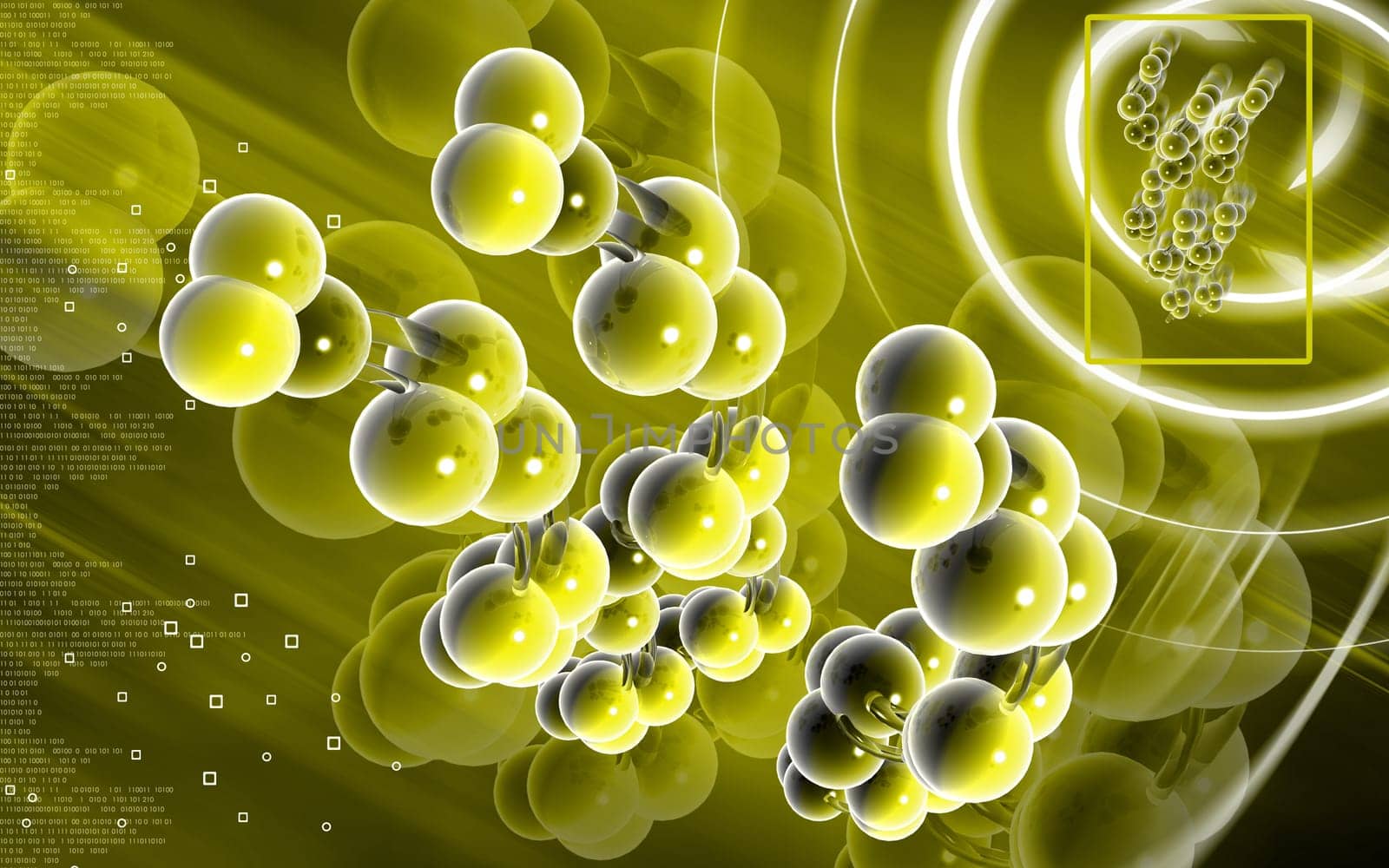 Digital illustration DNA structure in colour background