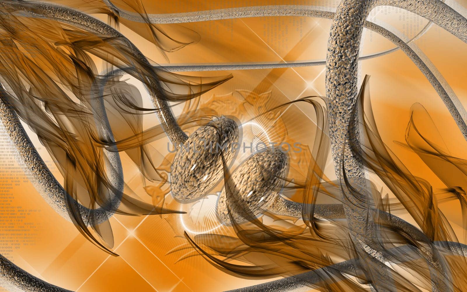 Digital illustration of synapse in colour background
