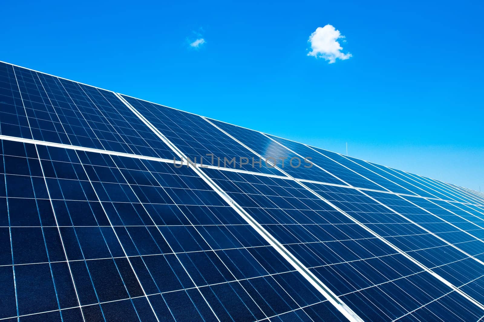 Detail of a Solar Panel with blue Sky