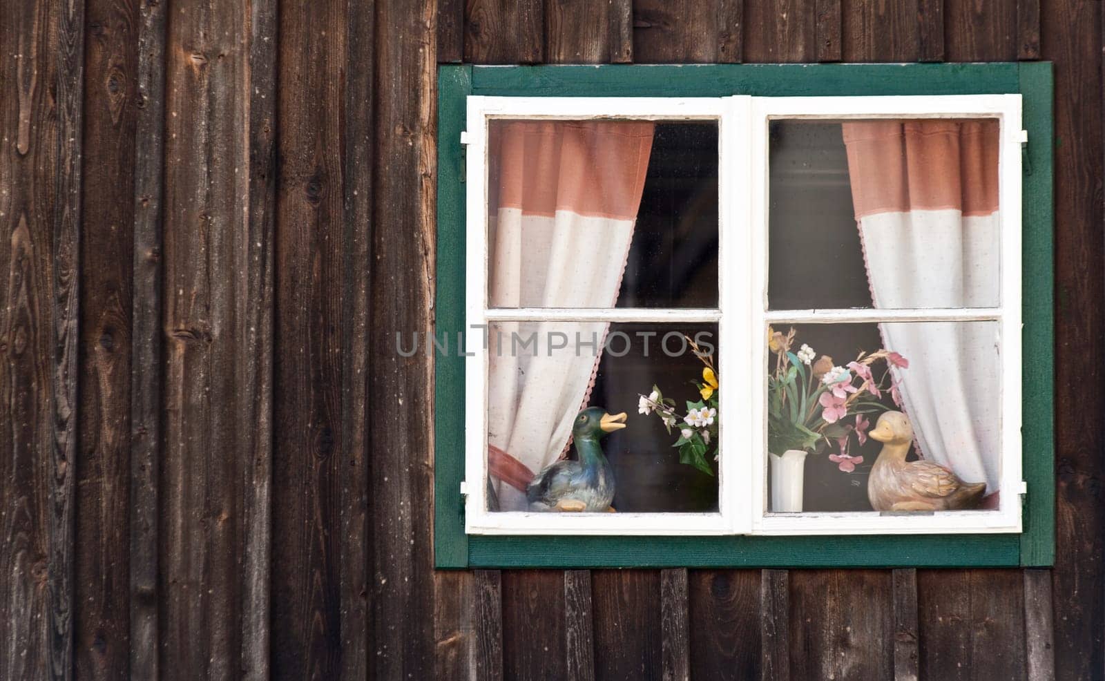 Traditional Window in Salzkammergut, Austria.  with some copyspace