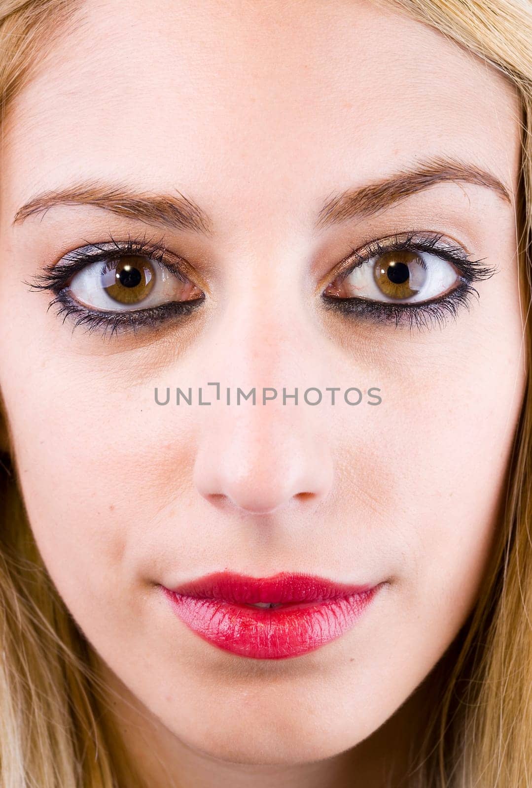 a portrait of a real beautiful young surprised girl