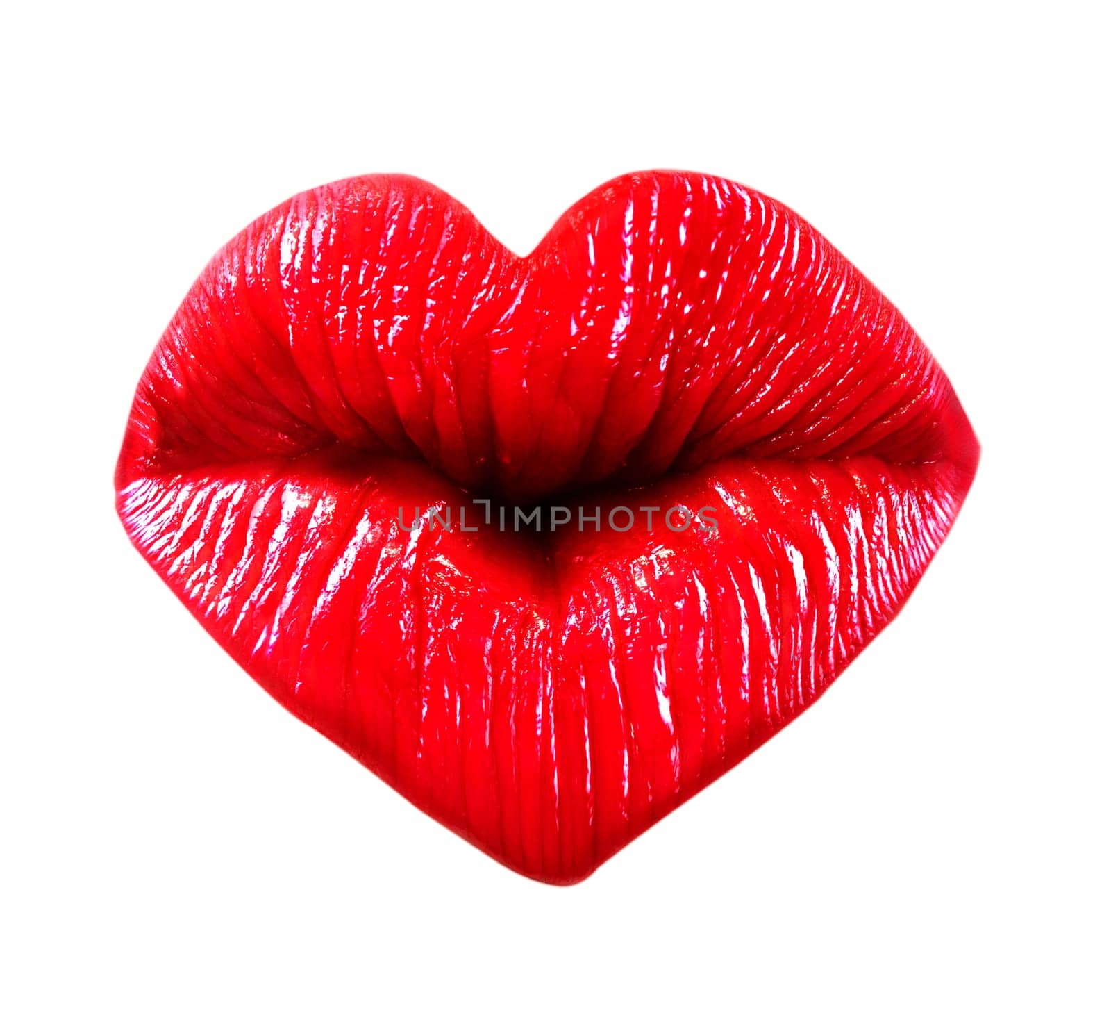 image of a heart shape kissing lips isolated over a white background