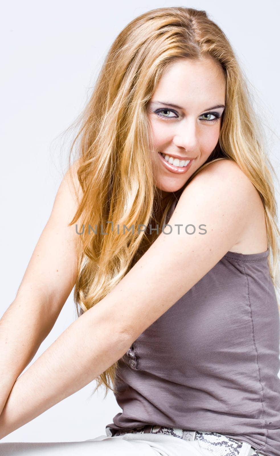 a portrait of a real beautiful young surprised girl