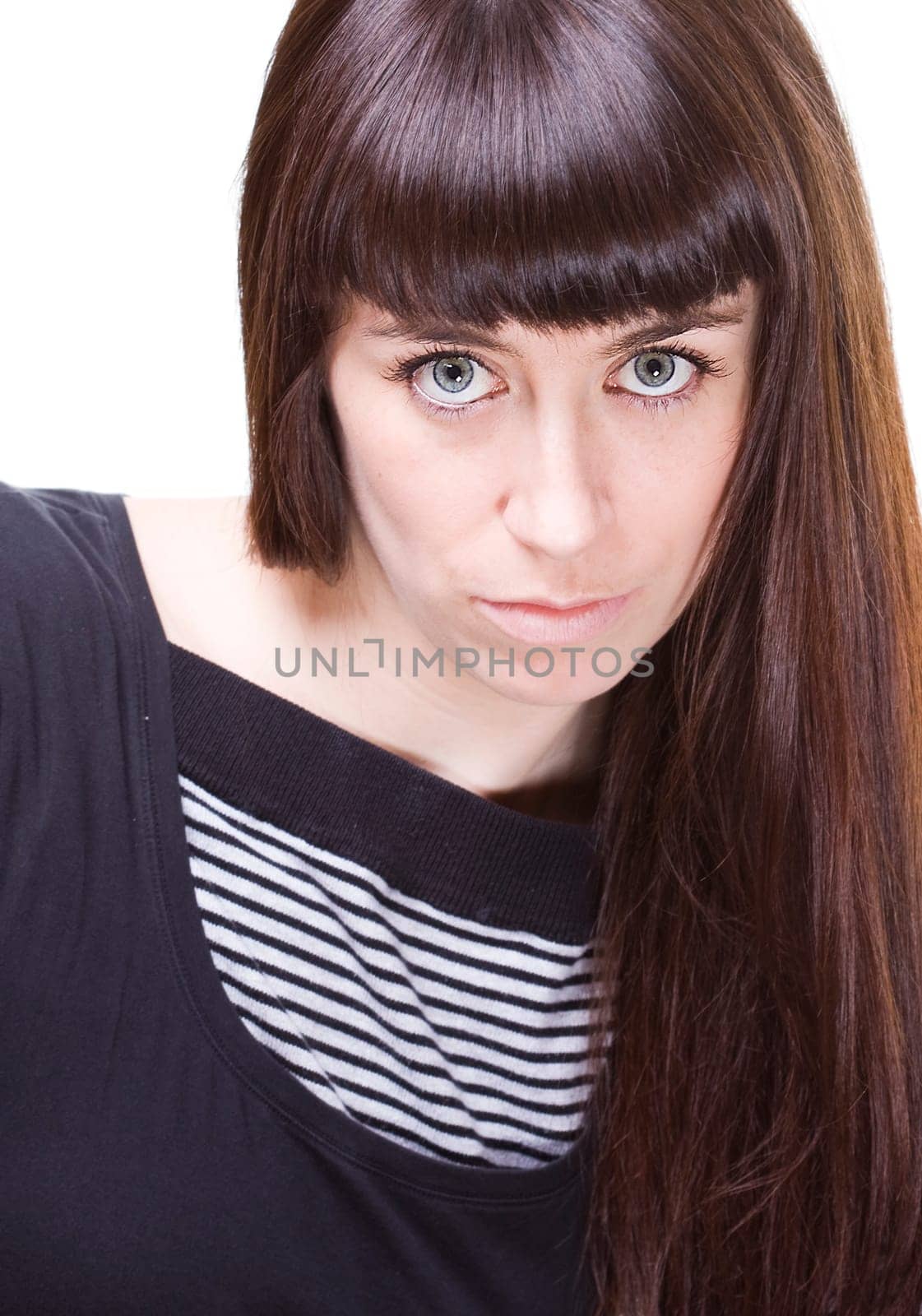 a portrait of a real beautiful young surprised girl