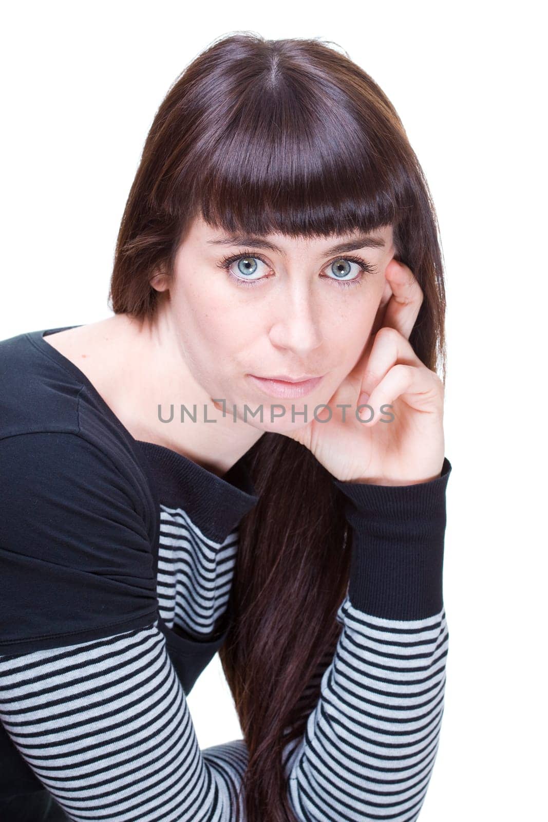 a portrait of a real beautiful young surprised girl