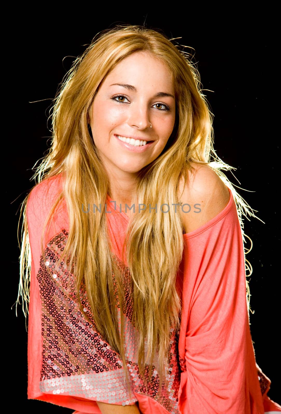 a portrait of a real beautiful young surprised girl