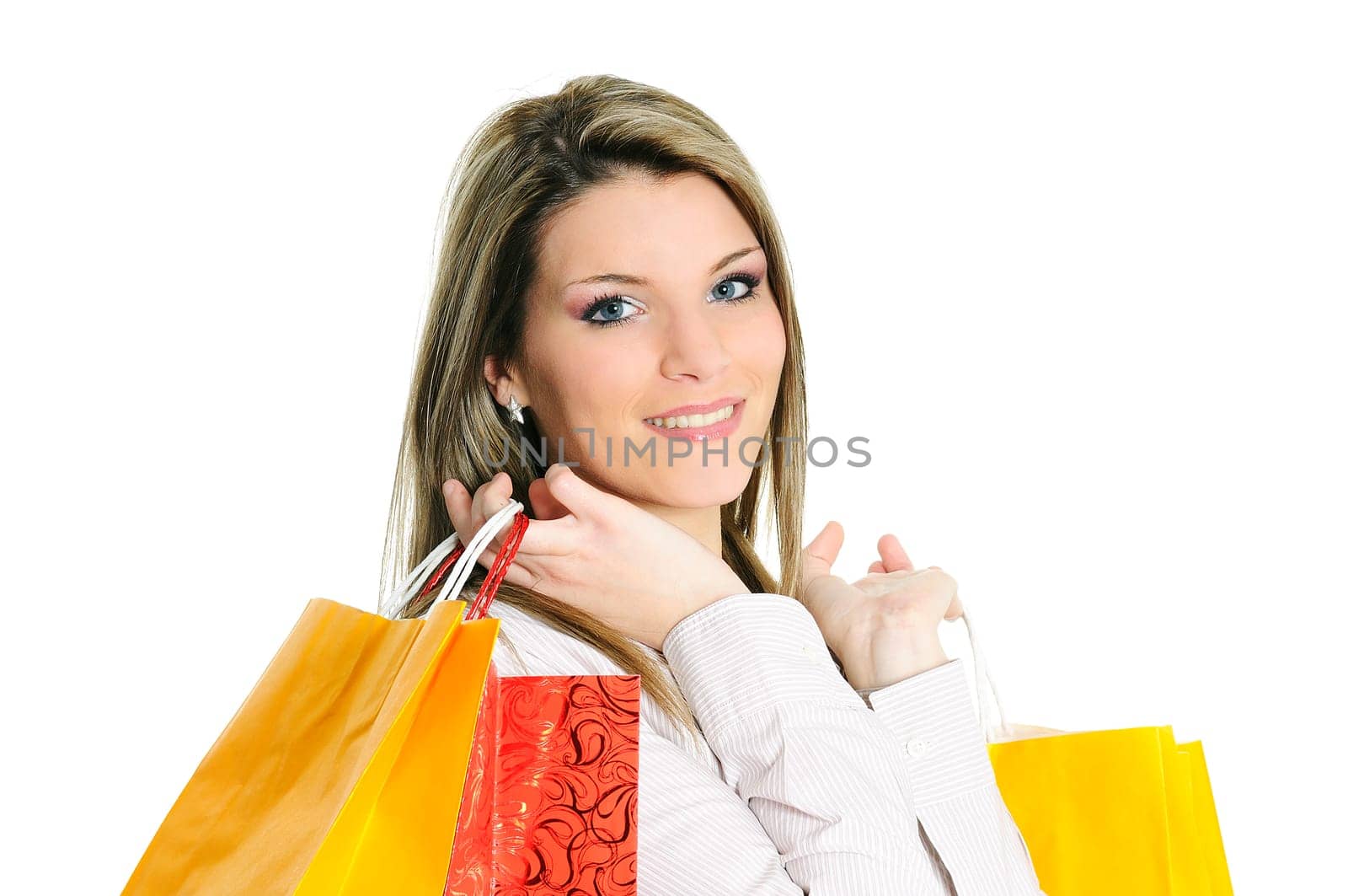 young beautiful woman with shopping bags