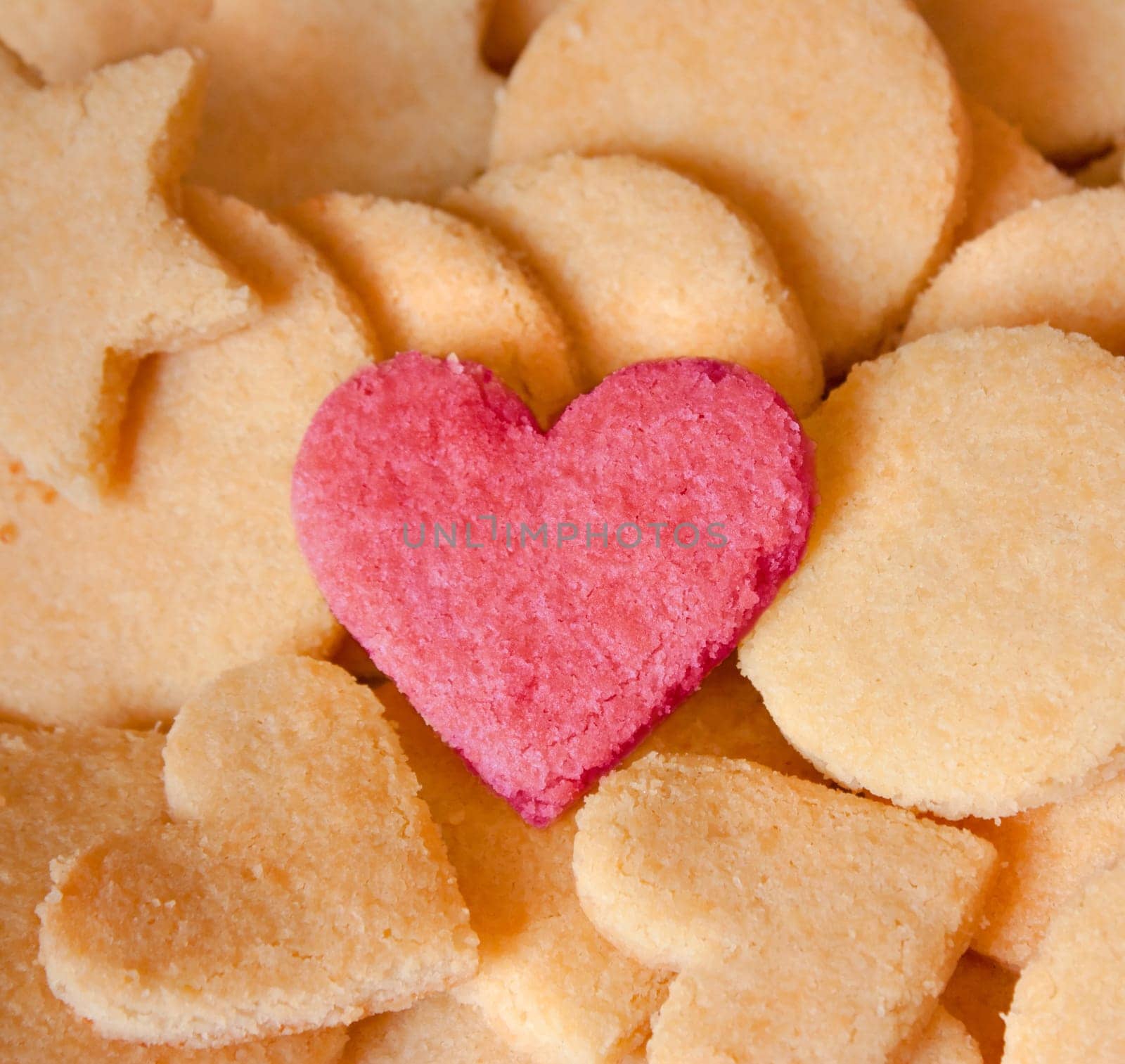 Almond Cookies with heart for love, lovers