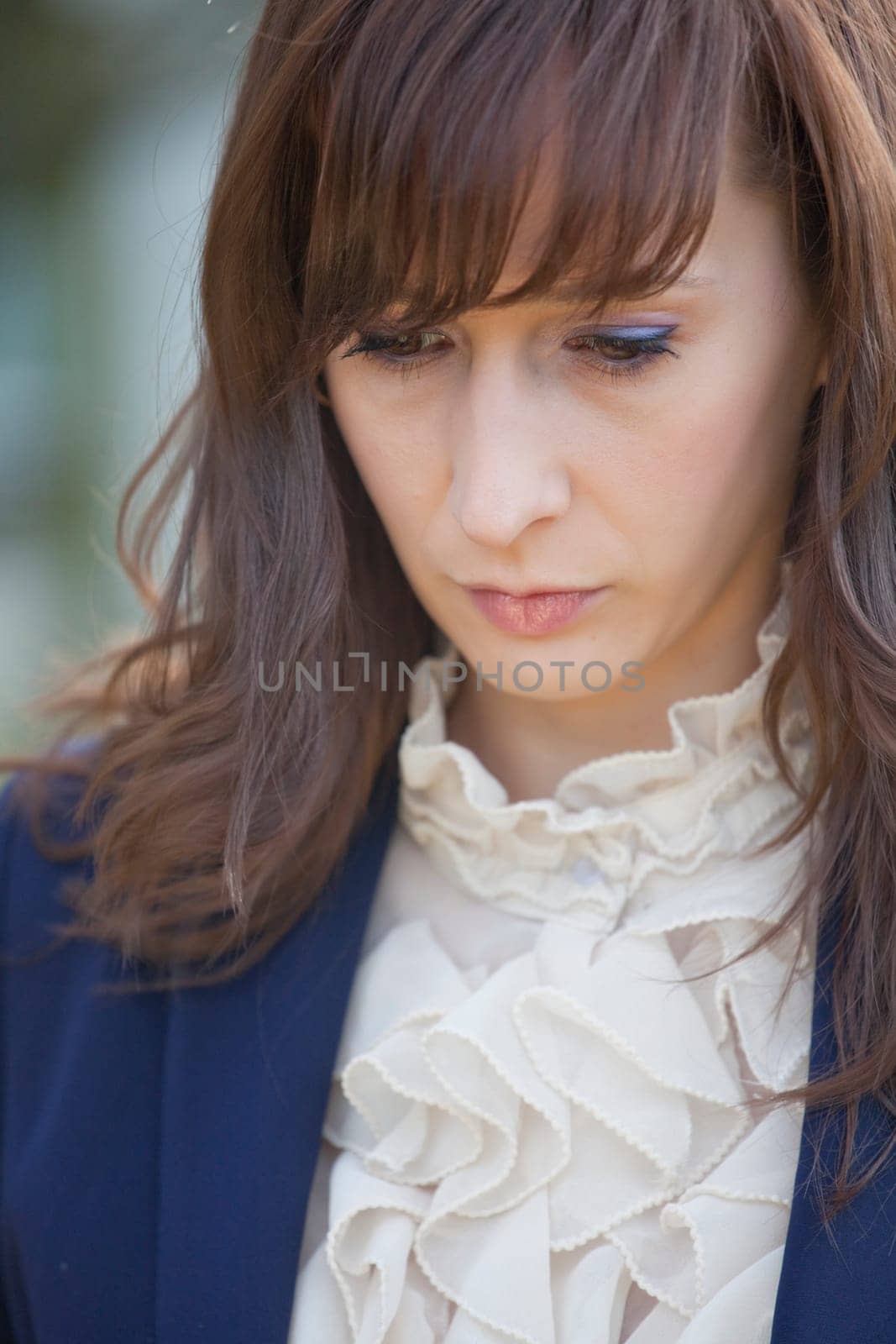 portrait of sad woman outdoor