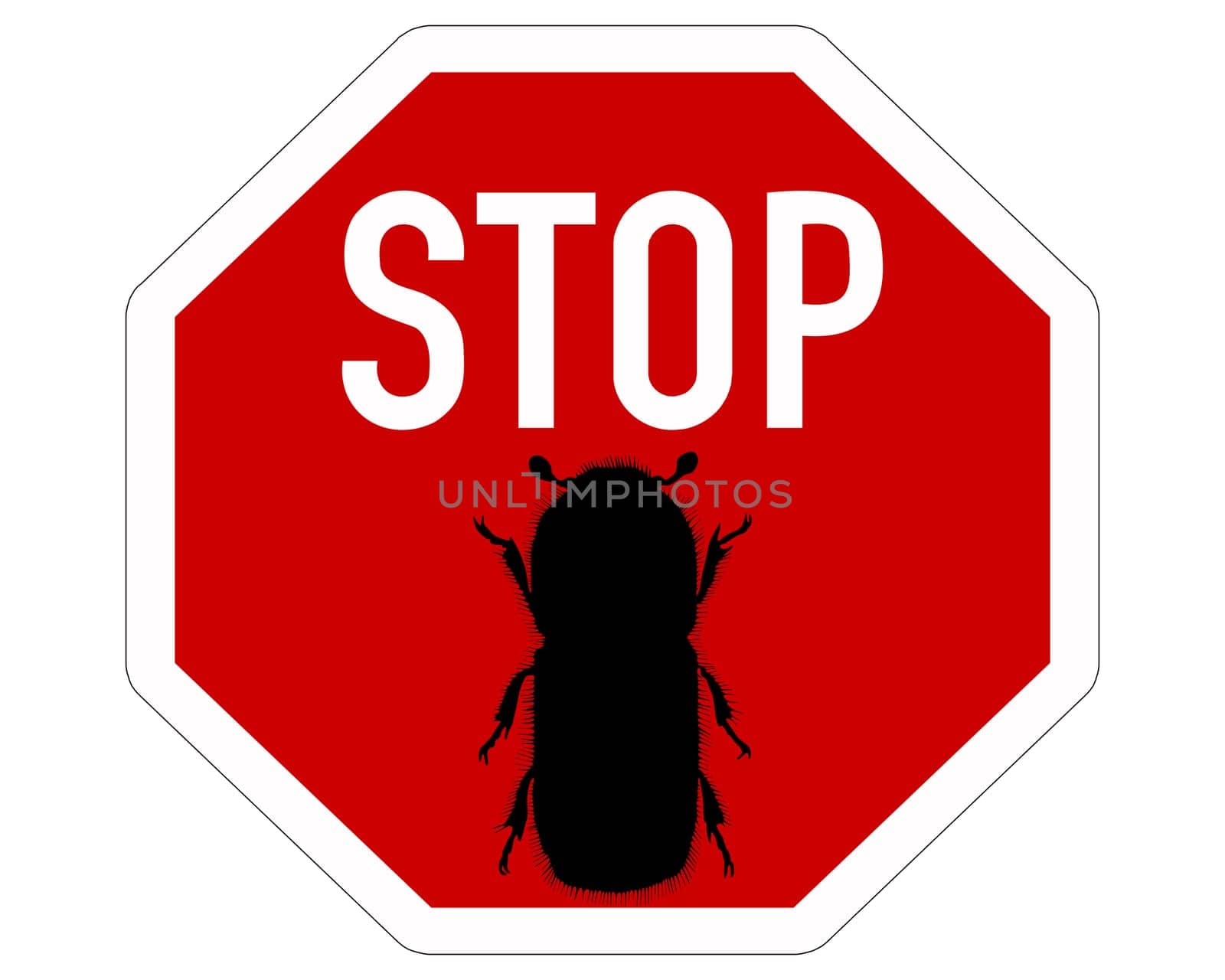 Spruce bark beetle stop sign