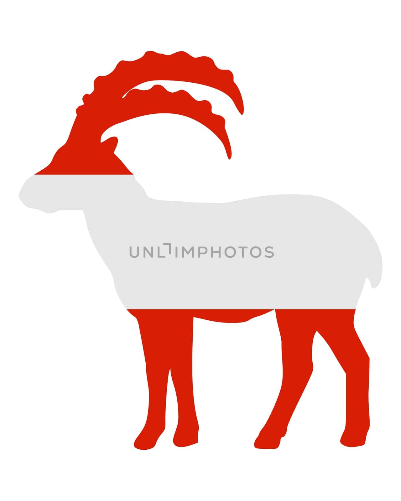 National flag of Austria with ibex