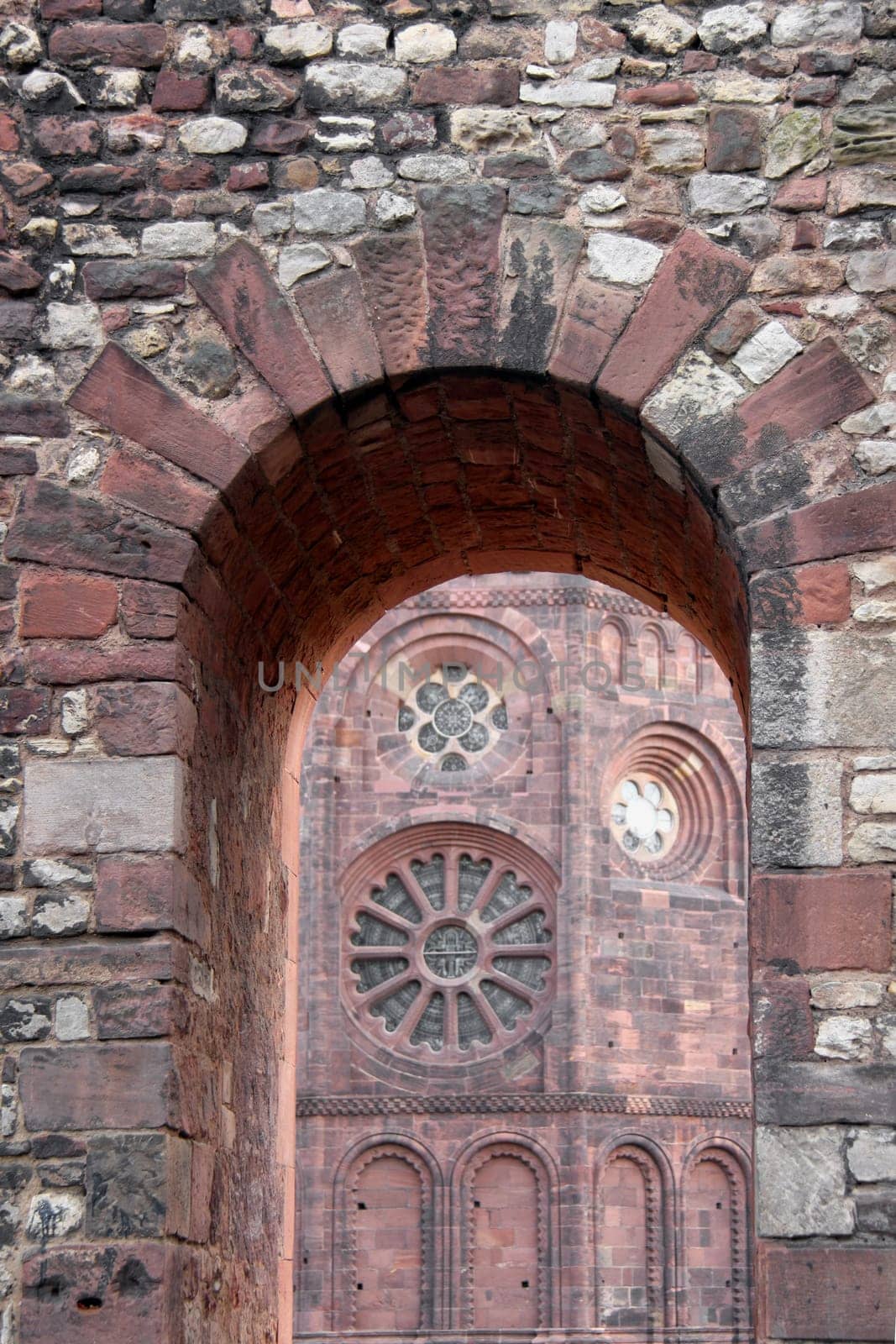 Worms Cathedral through archway