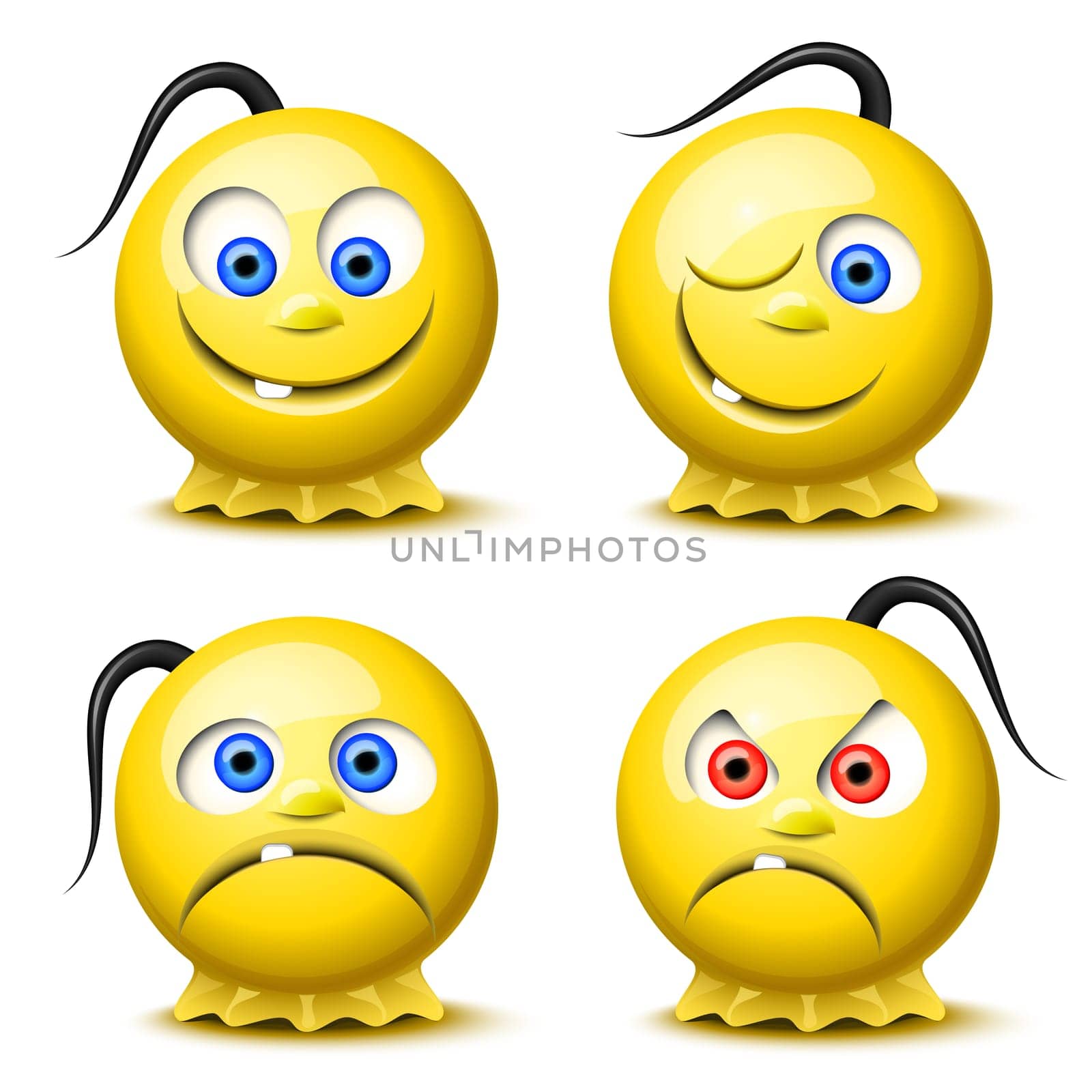 Set of four original glossy smileys