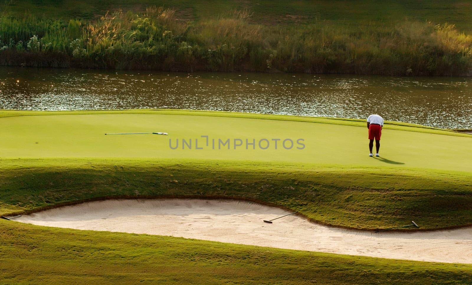 Image of a golfer putting on green