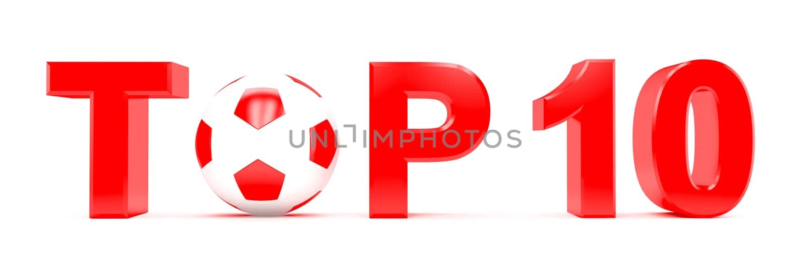 Text TOP 10 with football (soccer) ball instead letter O