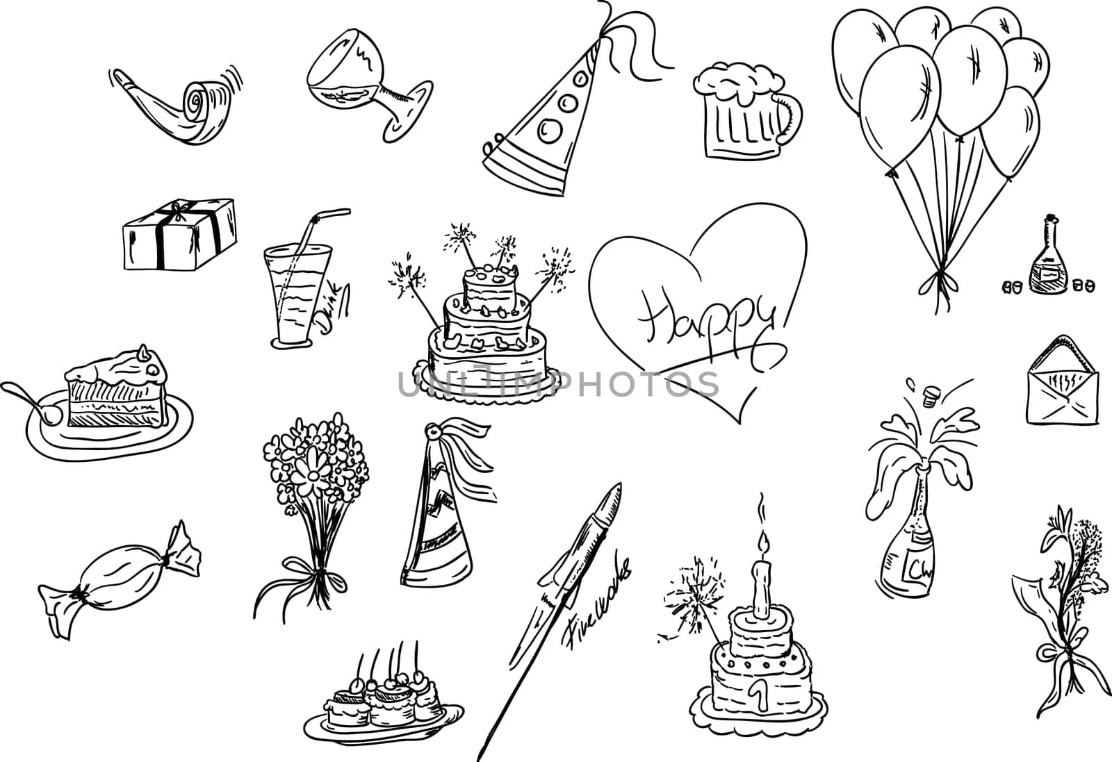 vector illustration - Set of Birthday icons