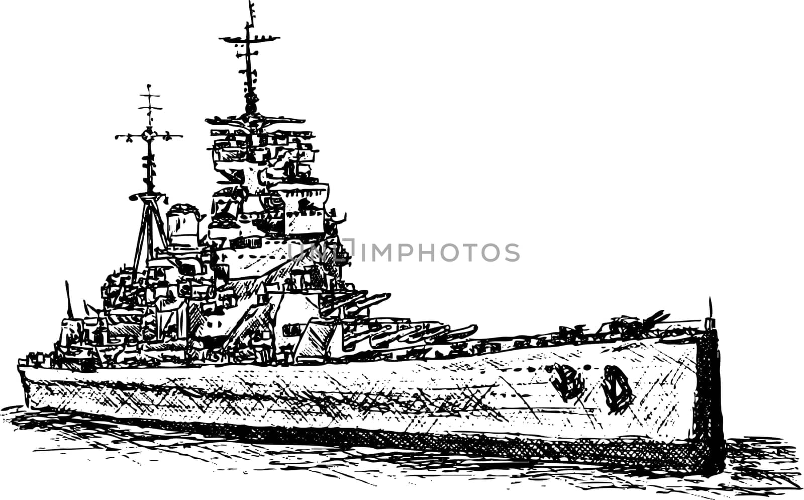 vector - battle ship isolated on white background