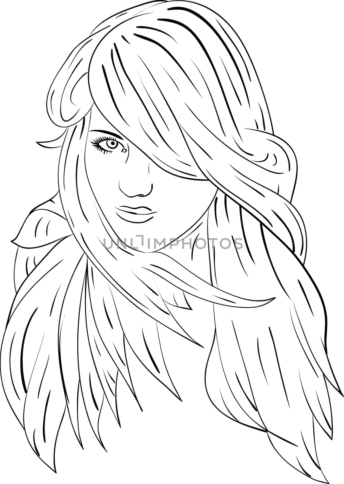 vector - face of very haired women