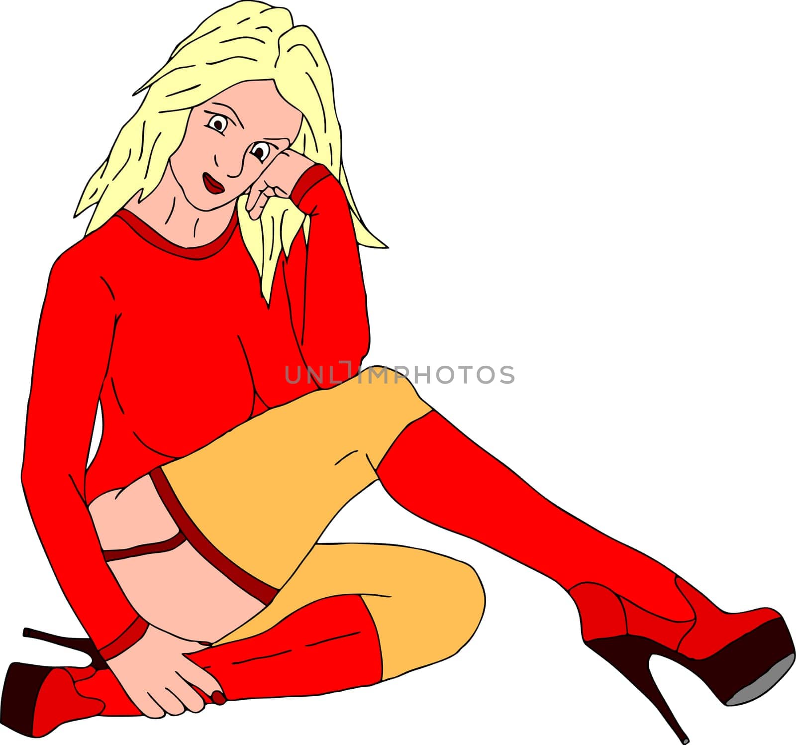 vector - tired dancer women isolated on background