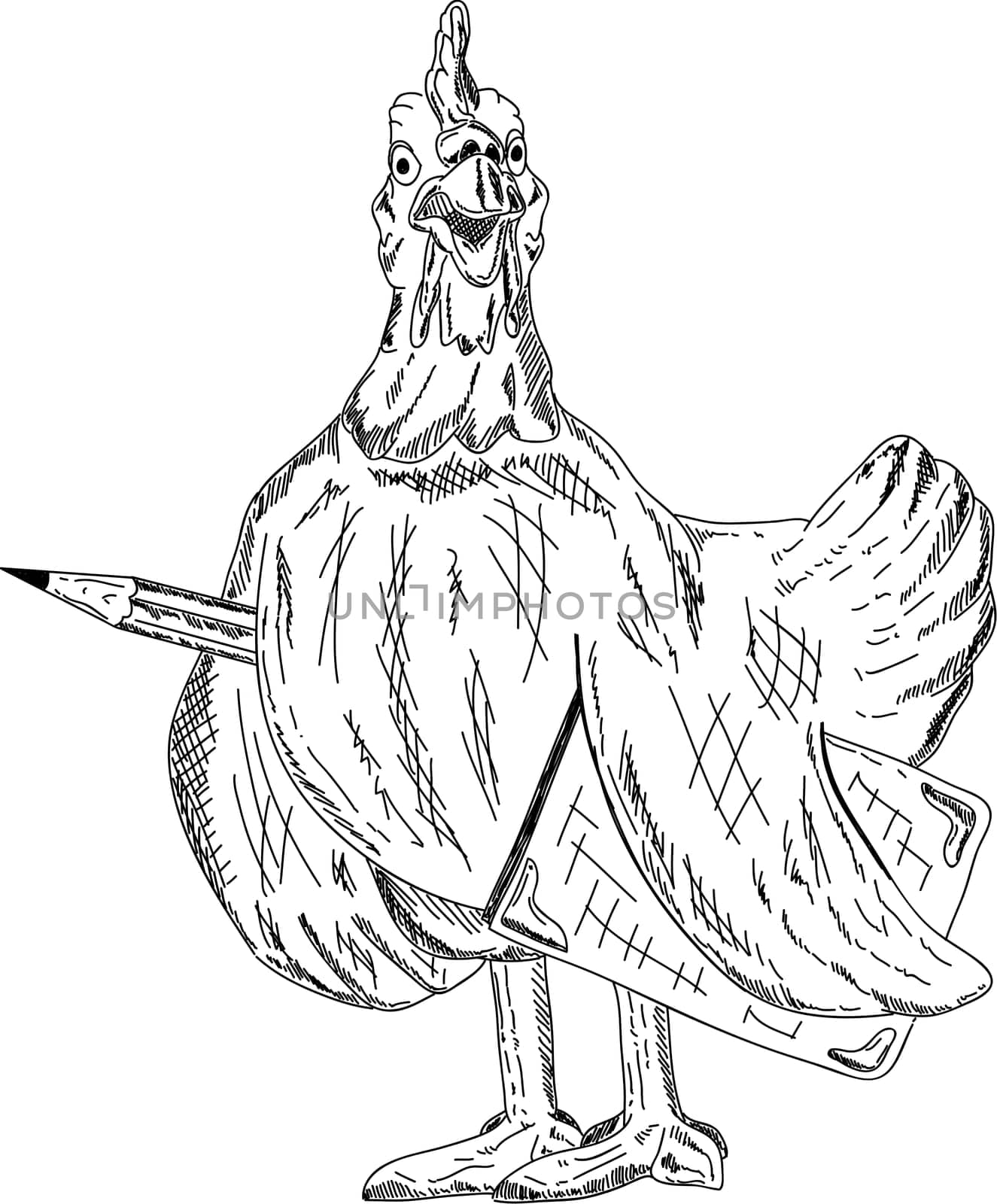 vector - a hen with pencil and notebook