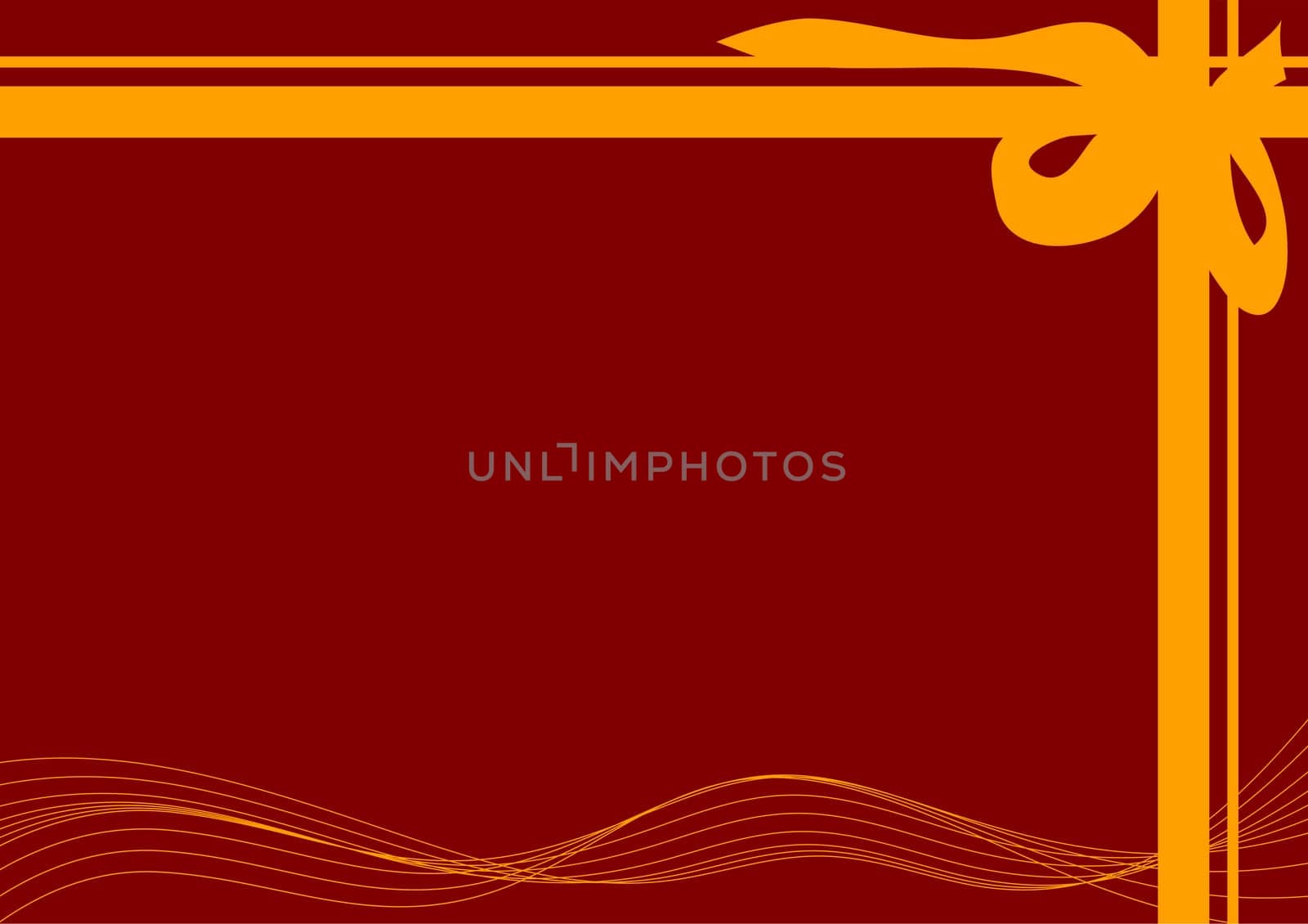 vector - gold holiday bow on red background
