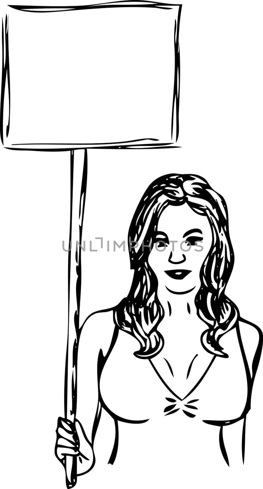 vector - young girl isolated with slogan banner