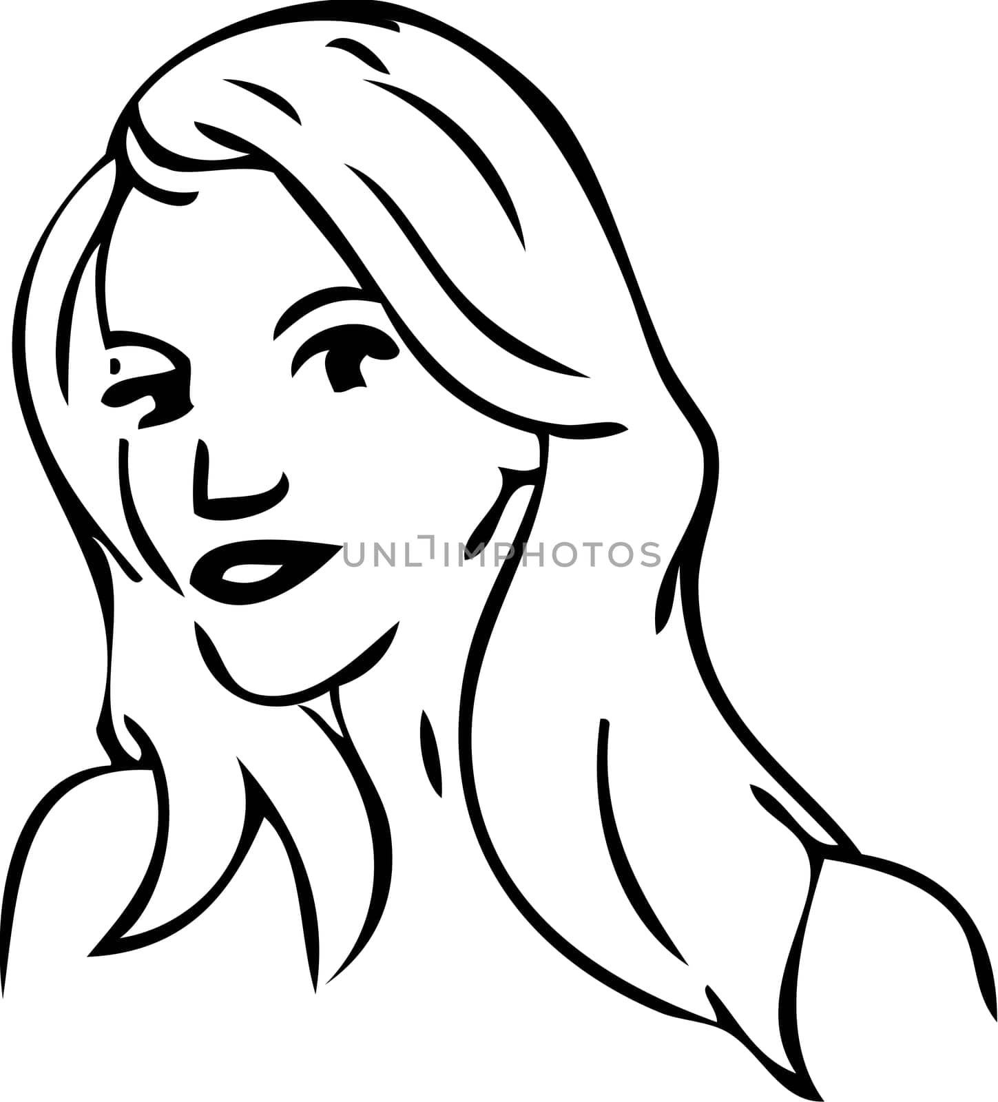 vector - young girl portrait isolated on background