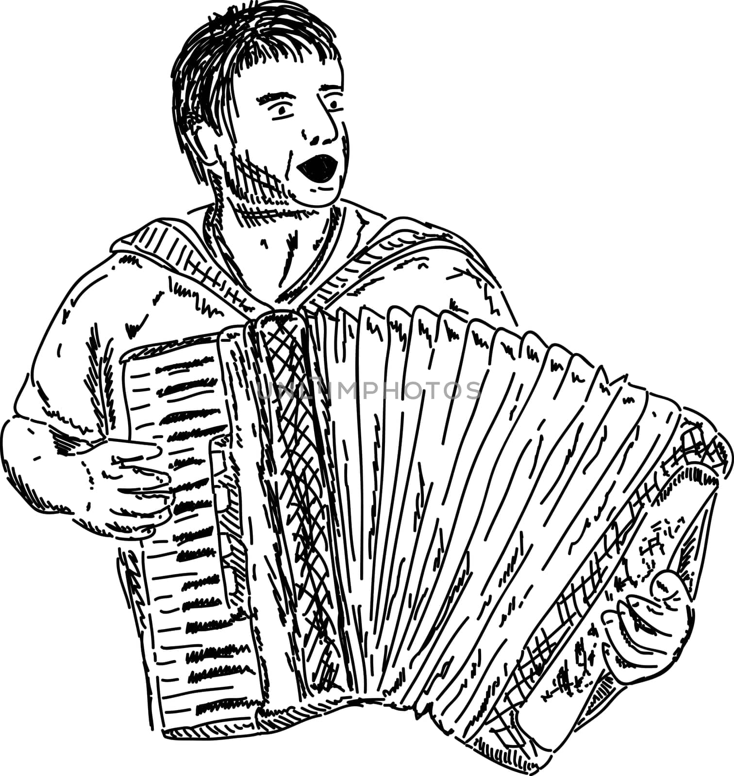 man playing the harmonica , isolated on background