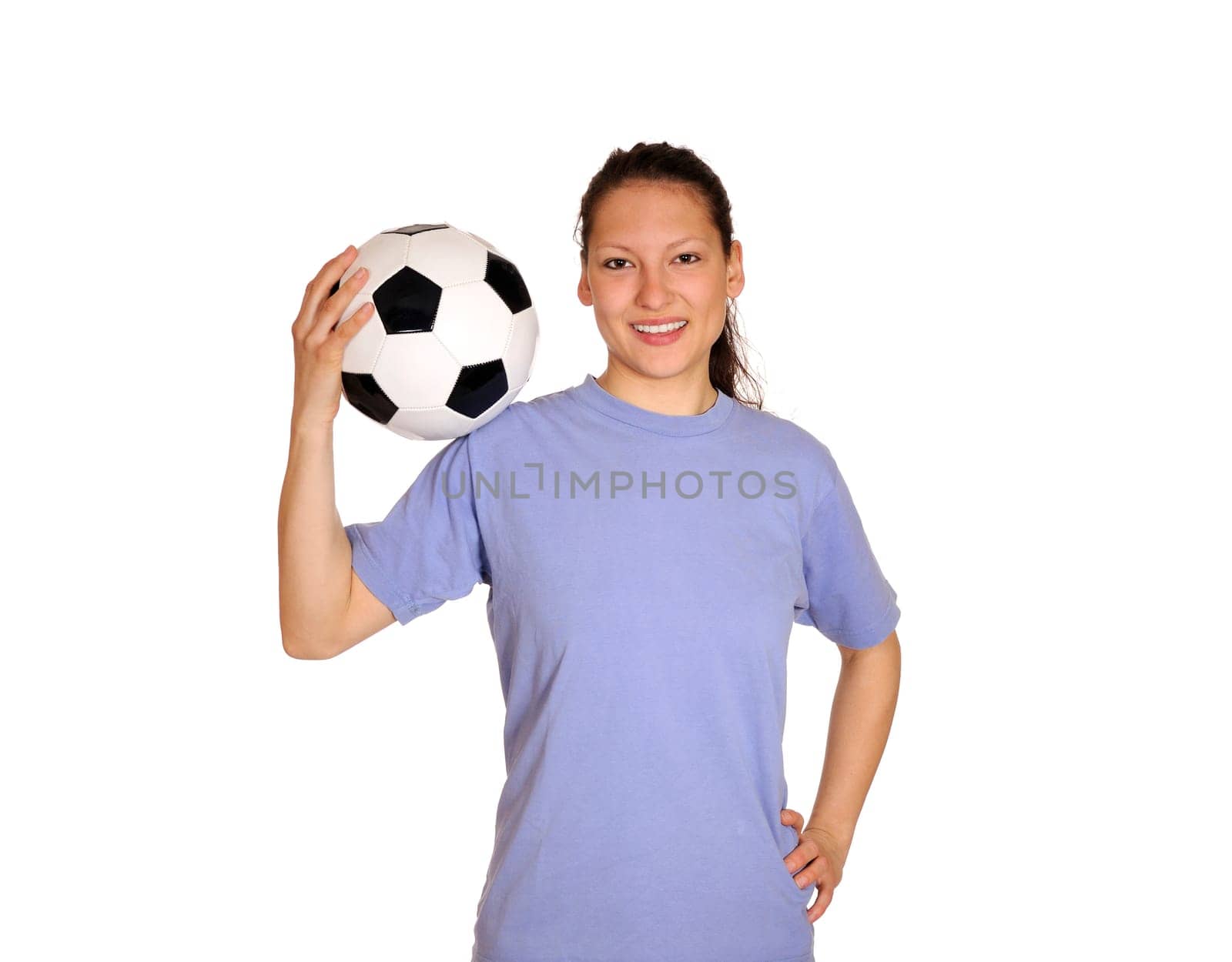 Young woman with soccer ball