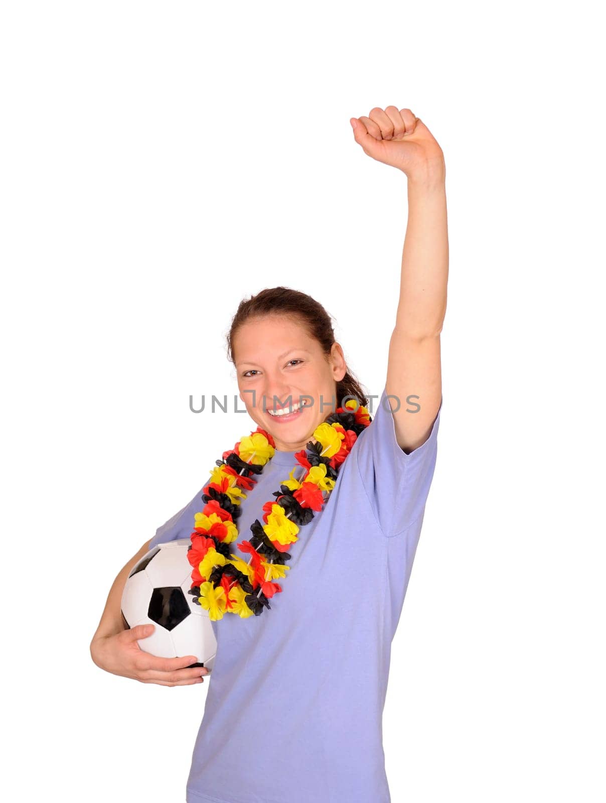 Young woman as a football fan