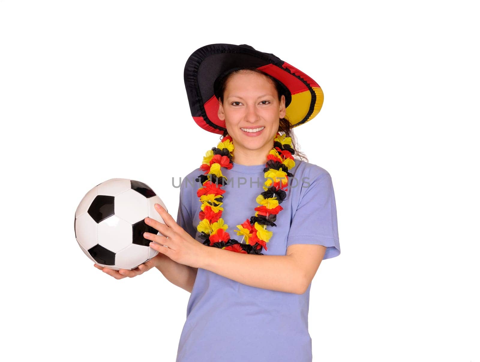 Young woman as a football fan
