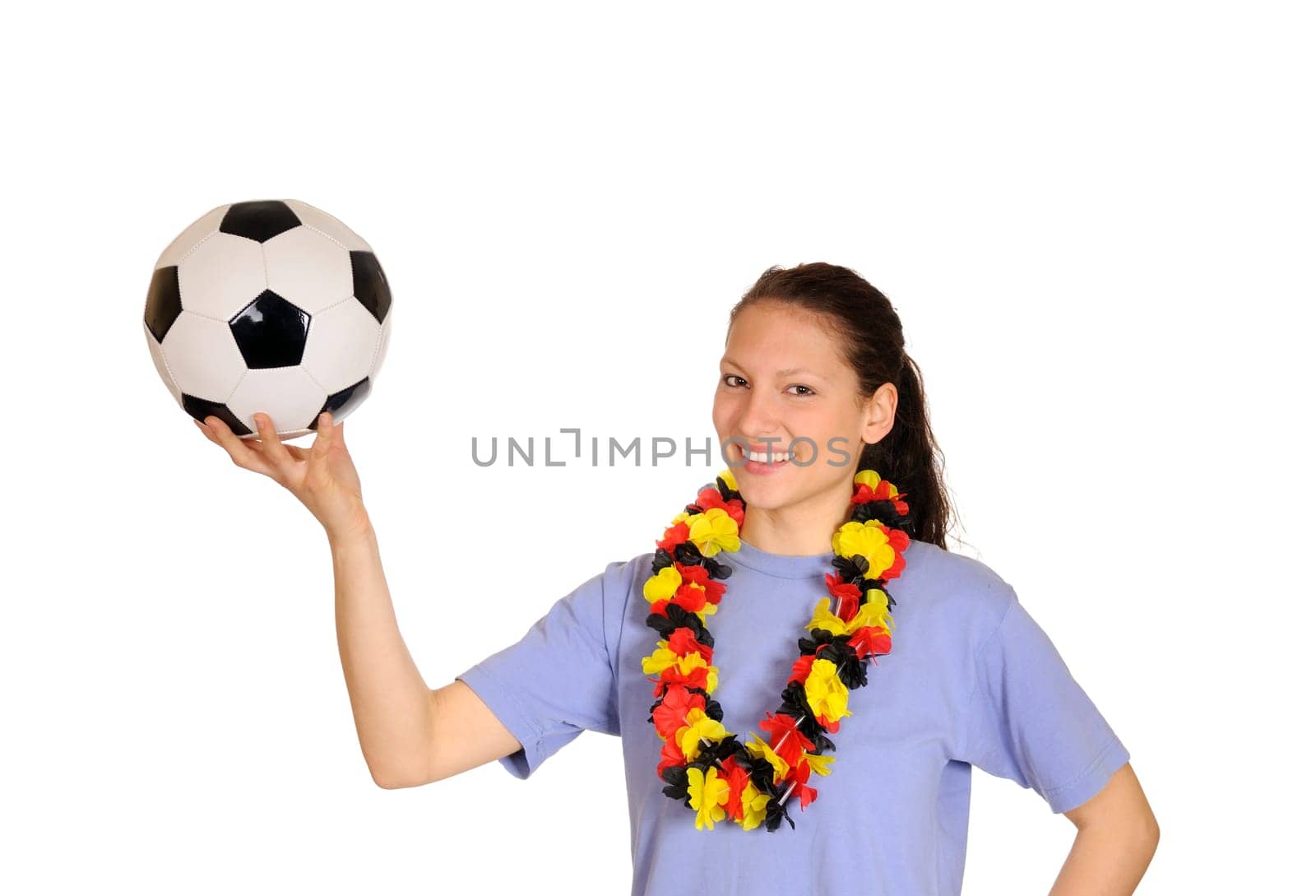 Young woman as a football fan