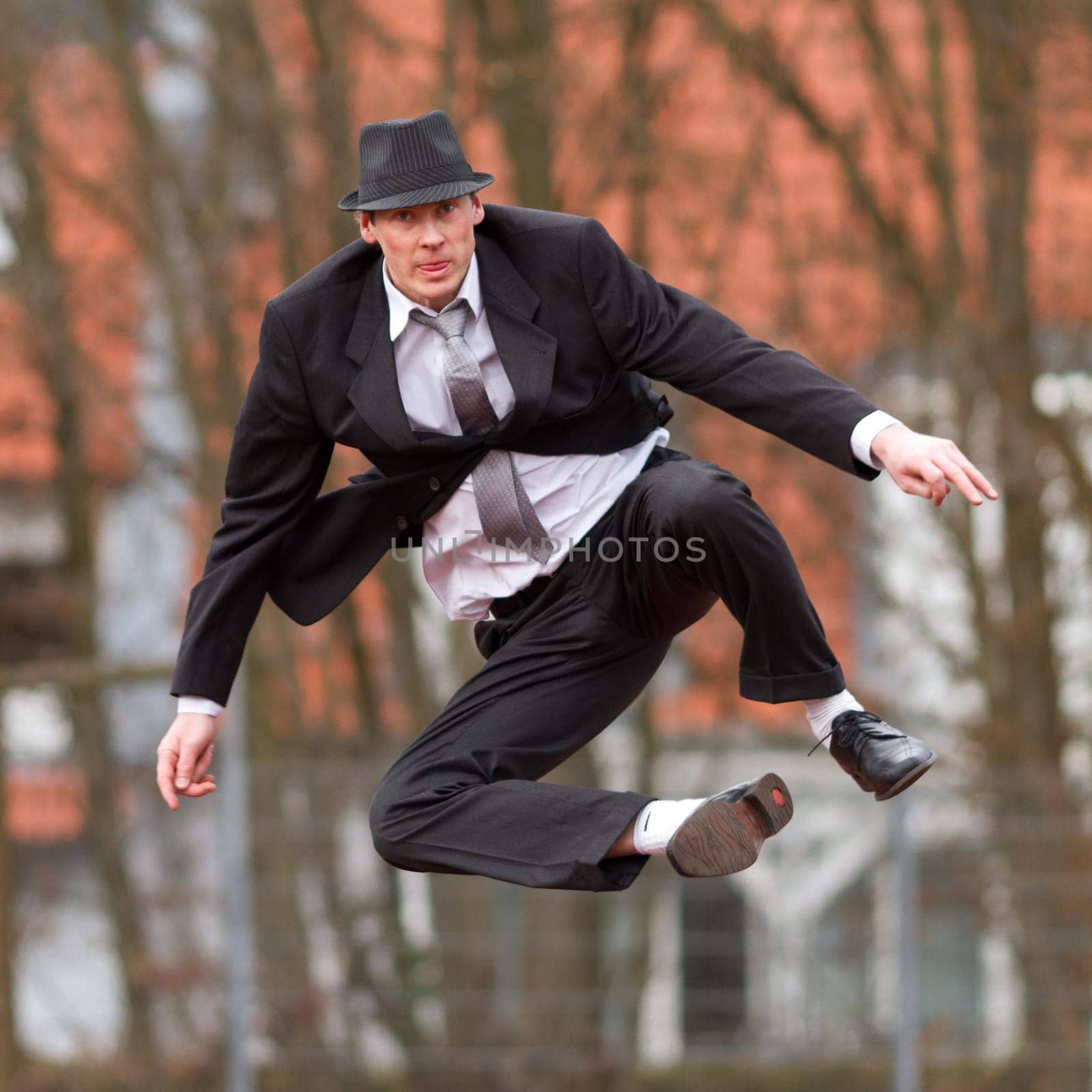 Businessman makes a leap of joy