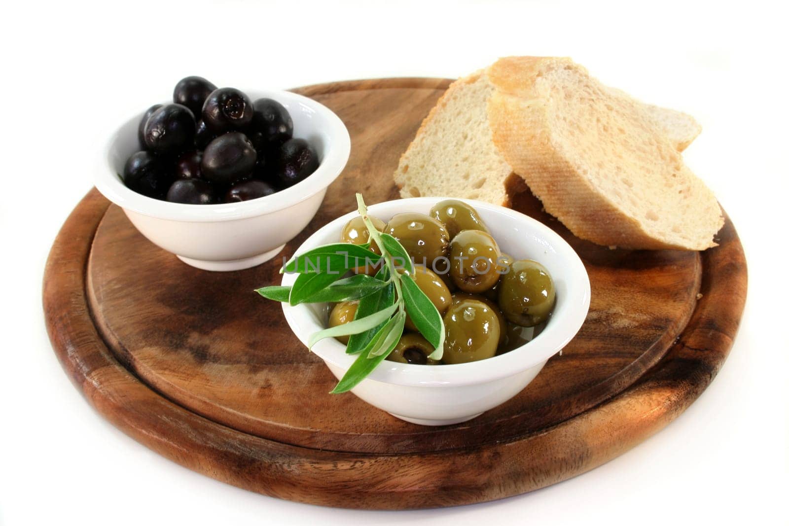 black and green olives and an olive branch
