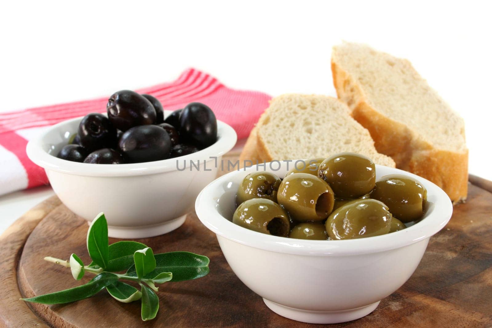 black and green olives and an olive branch