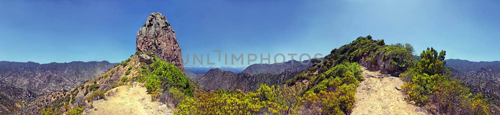 Valley of Vallehermoso with Roque el Cano,La Gomera