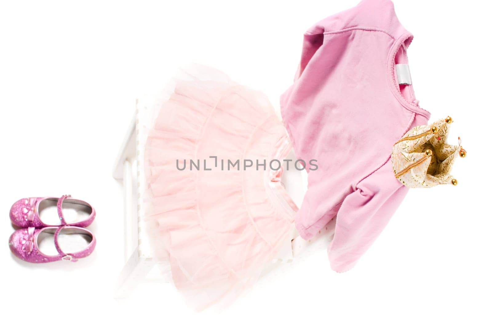 Shot of pink princess clothing isolated on white